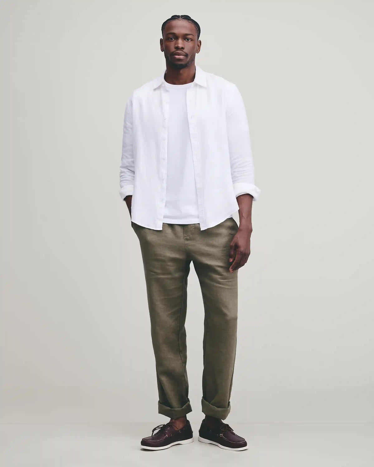 100% European Linen Relaxed Long Sleeve Shirt