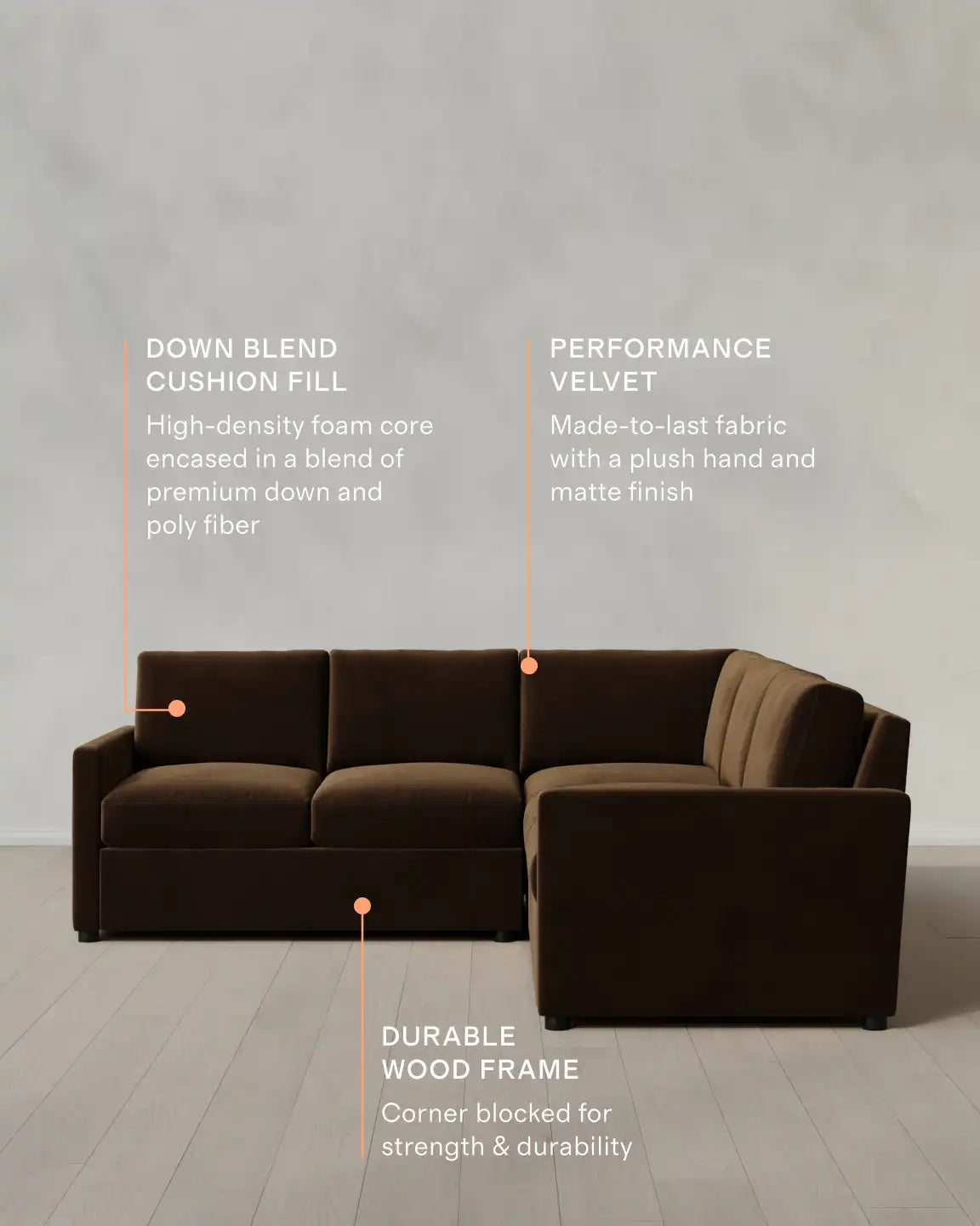 Brennan L Sectional in Performance Velvet