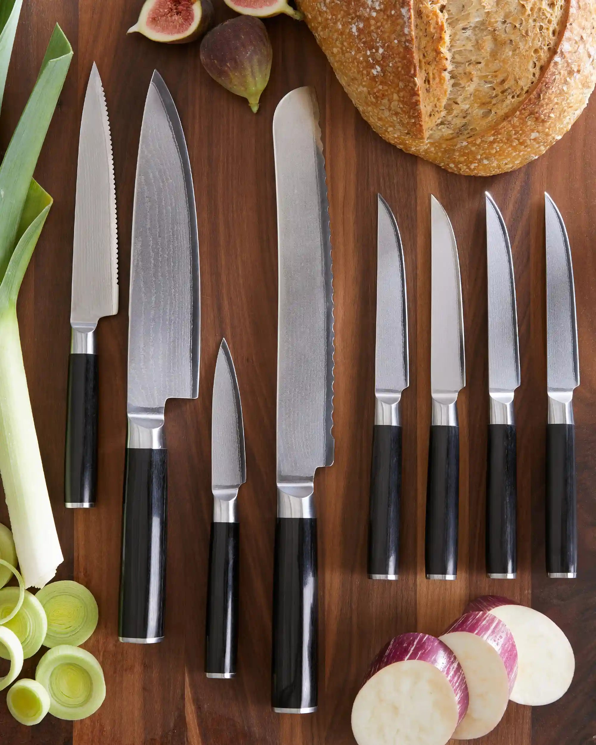 Essential Japanese Damascus Steel Steak Knife, Set of 8