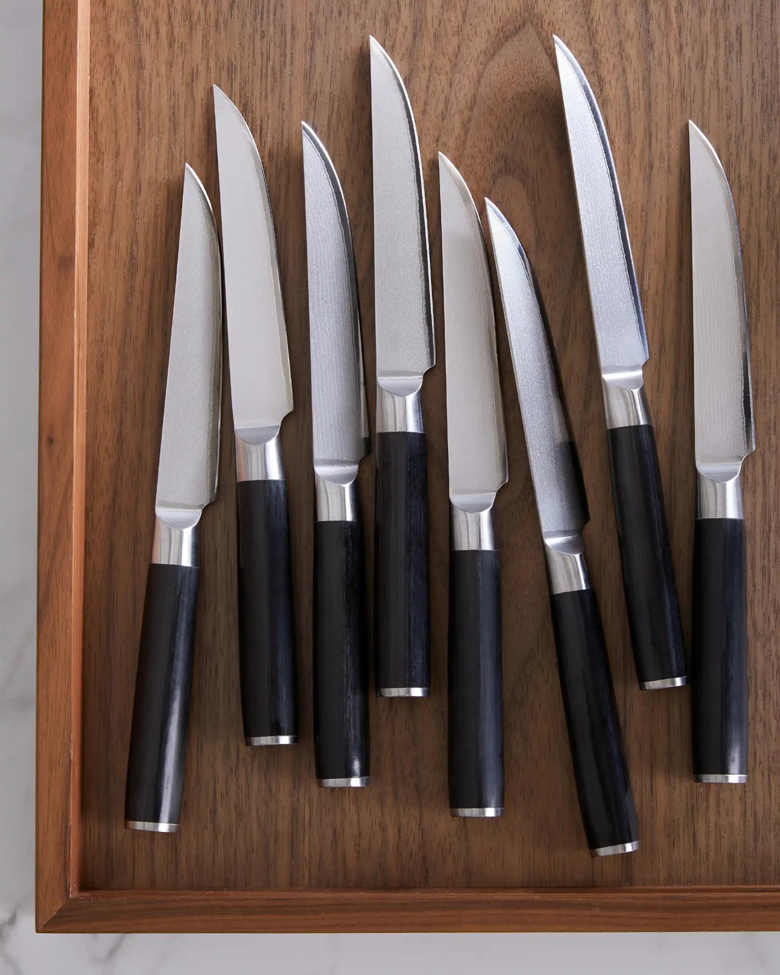 Essential Japanese Damascus Steel Steak Knife, Set of 8