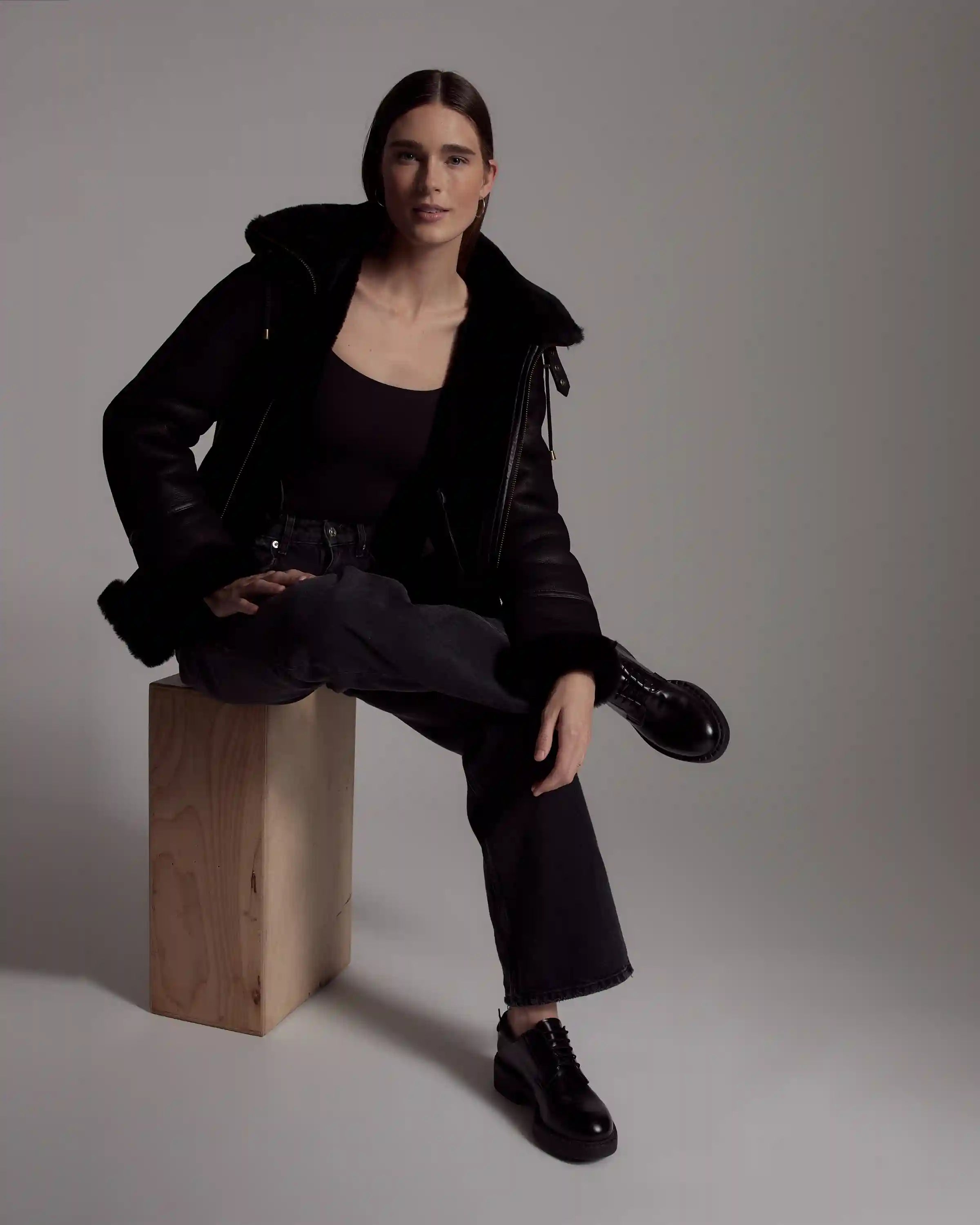 100% Shearling Cold Weather Bomber Jacket