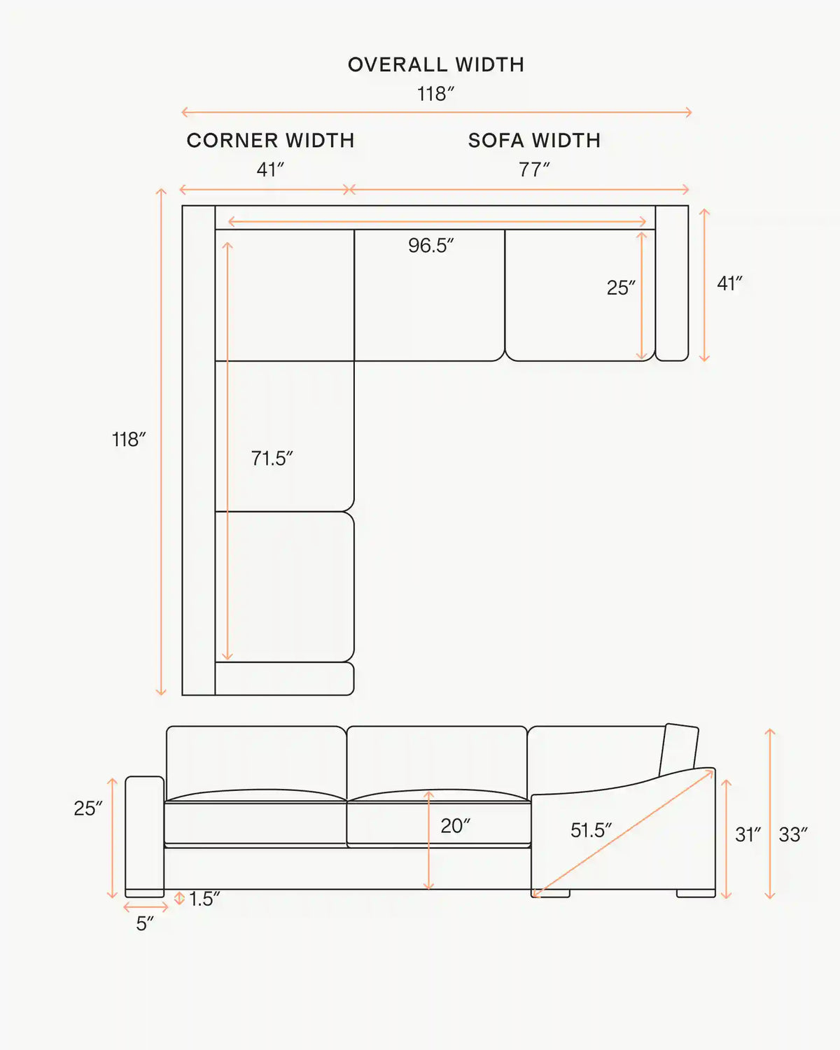 Hollis Slope Arm L Sectional in Performance Basketweave