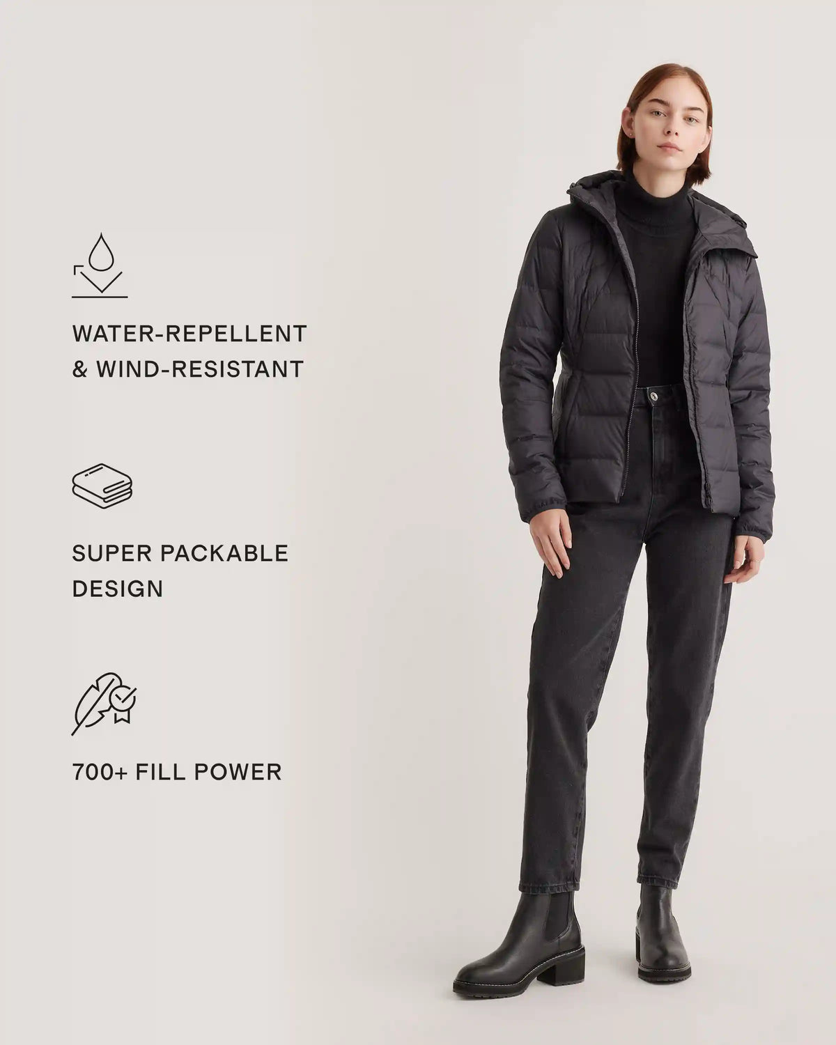 Lightweight Down Packable Puffer Hooded Jacket