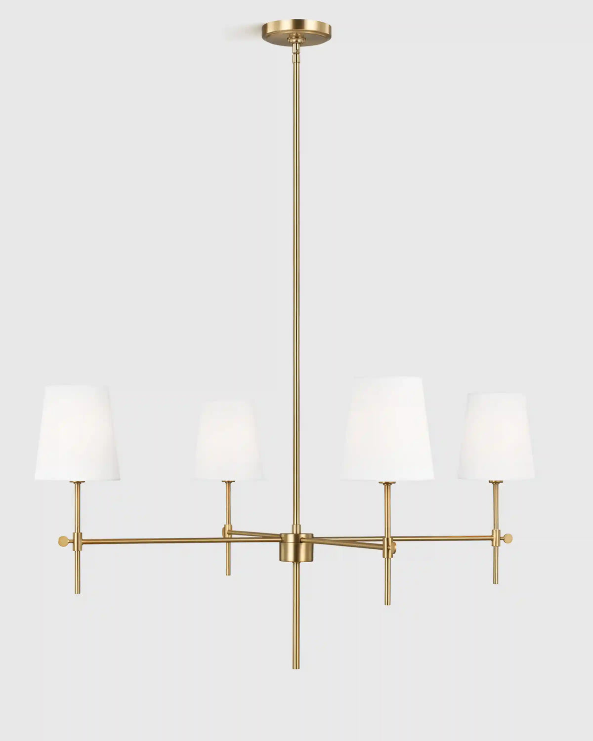 Linear Steel Chandelier with Linen Shades