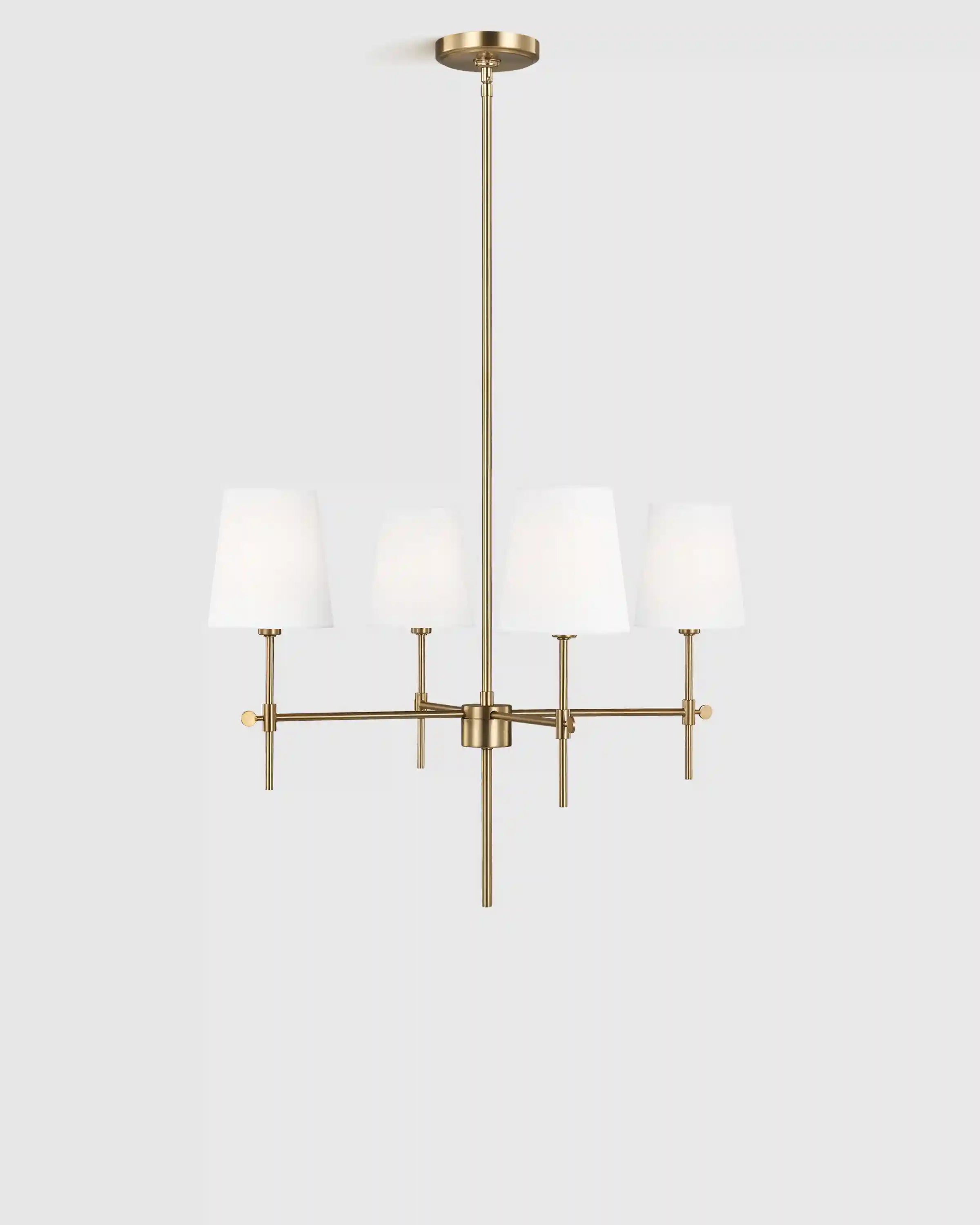 Linear Steel Chandelier with Linen Shades