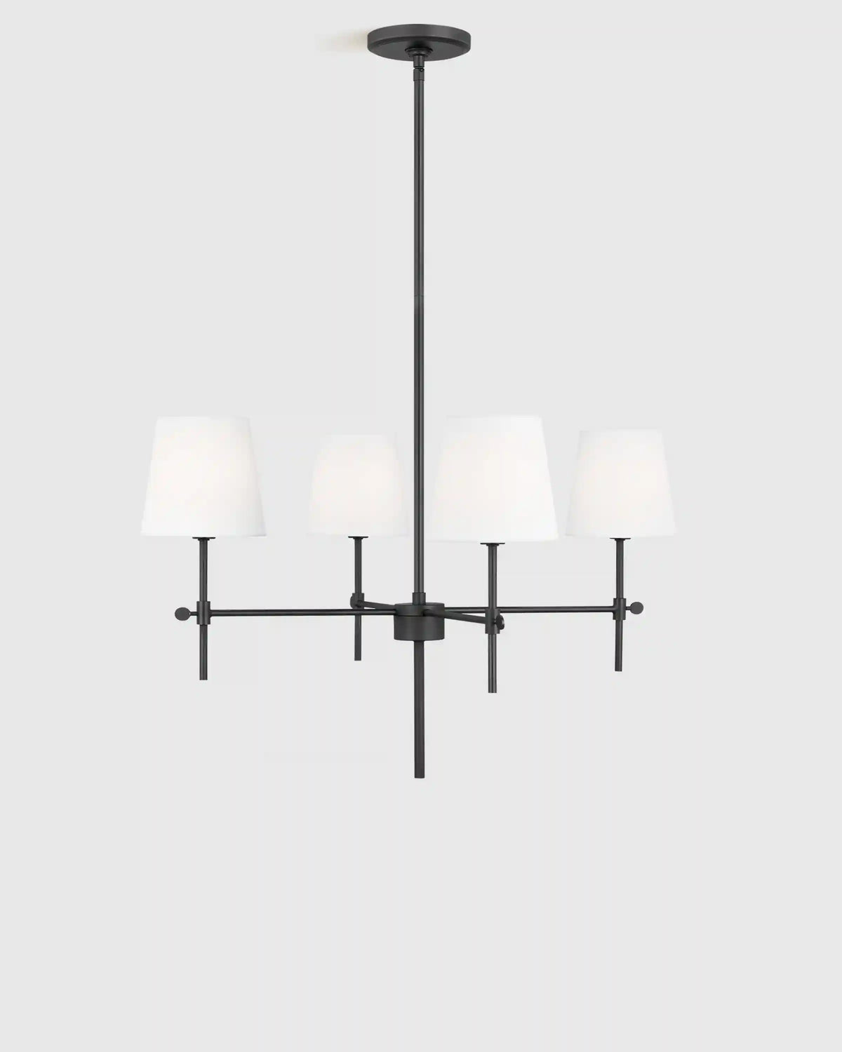 Linear Steel Chandelier with Linen Shades