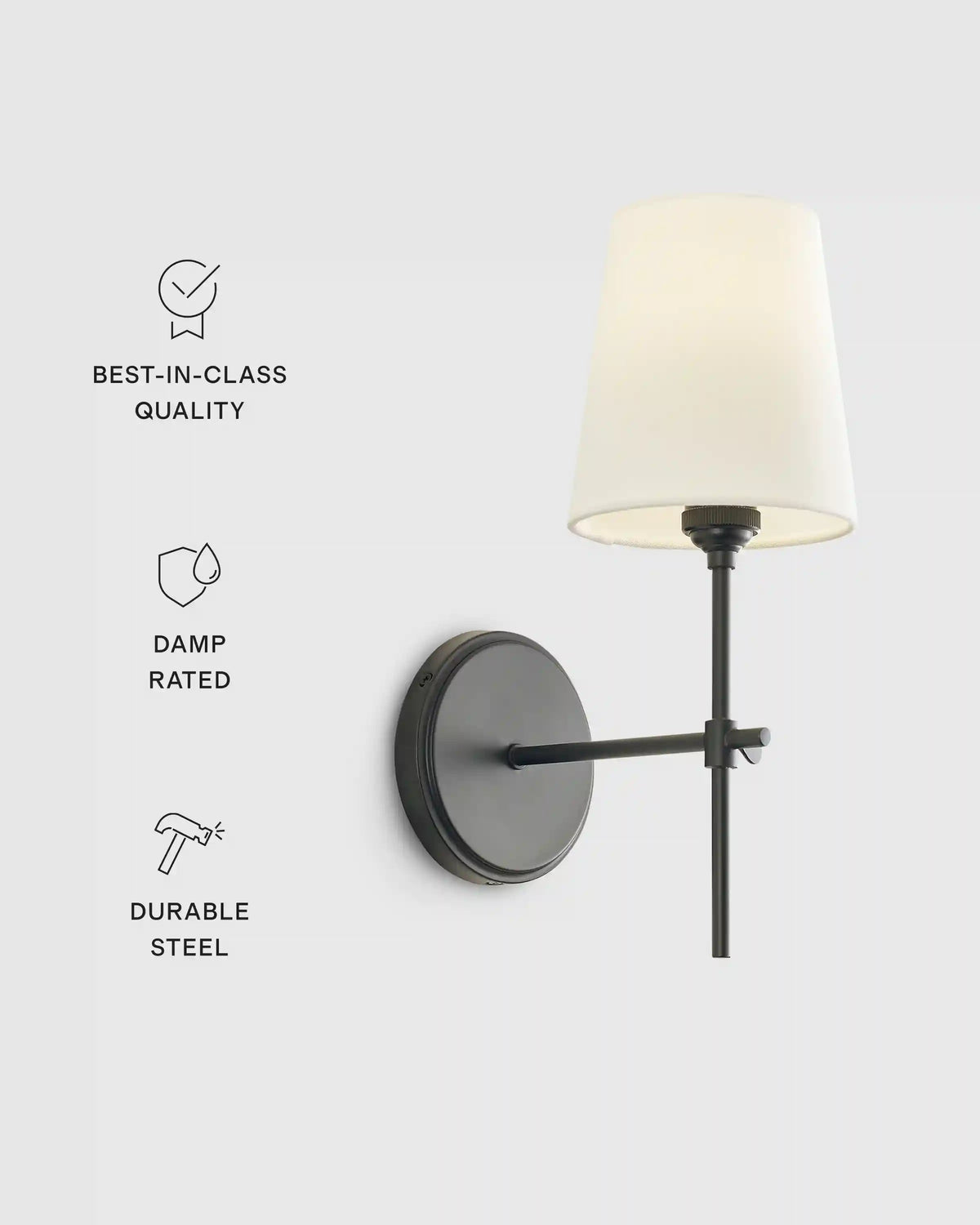 Linear Steel Sconce with Linen Shade