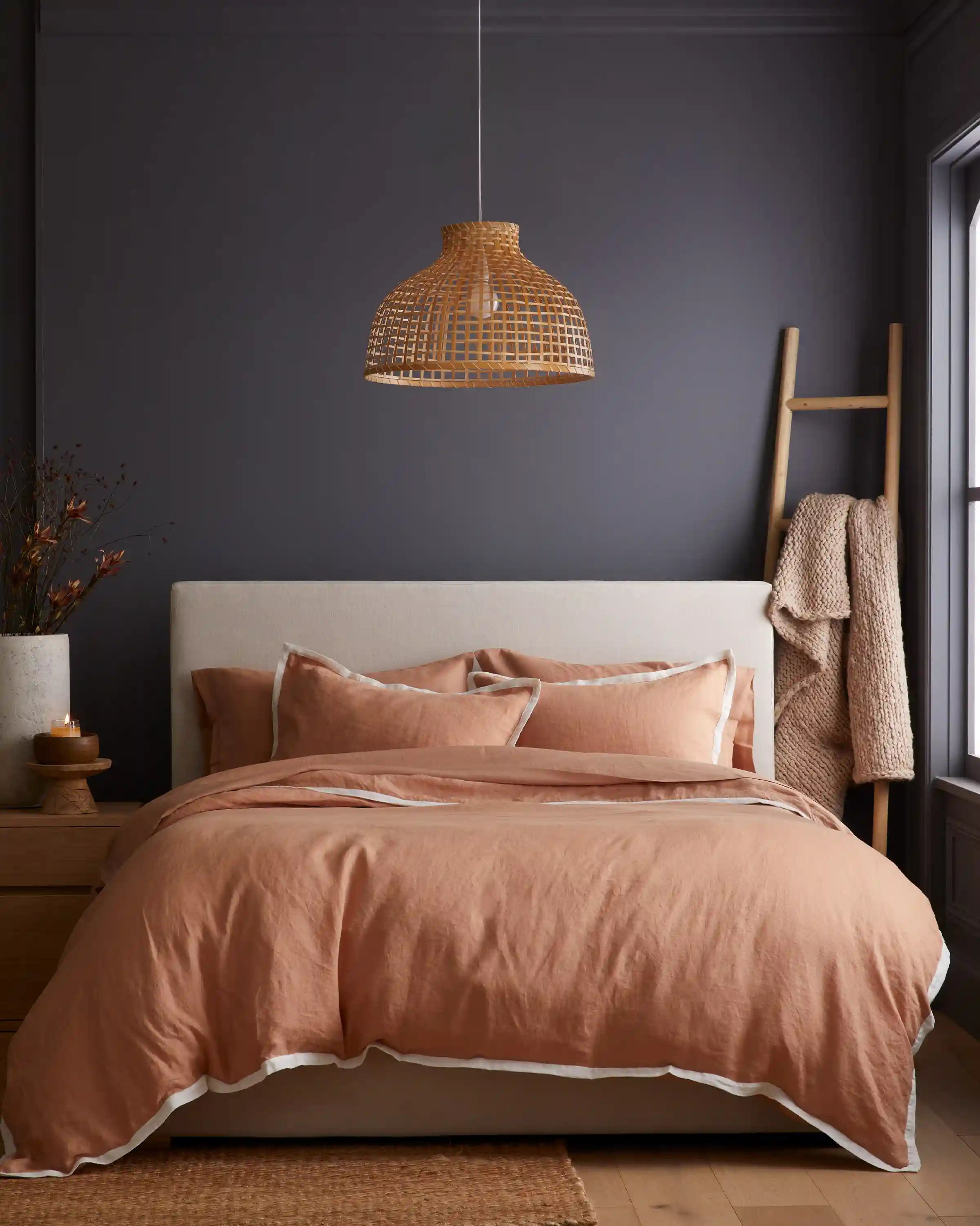 European Linen Contrast Flange Duvet Cover