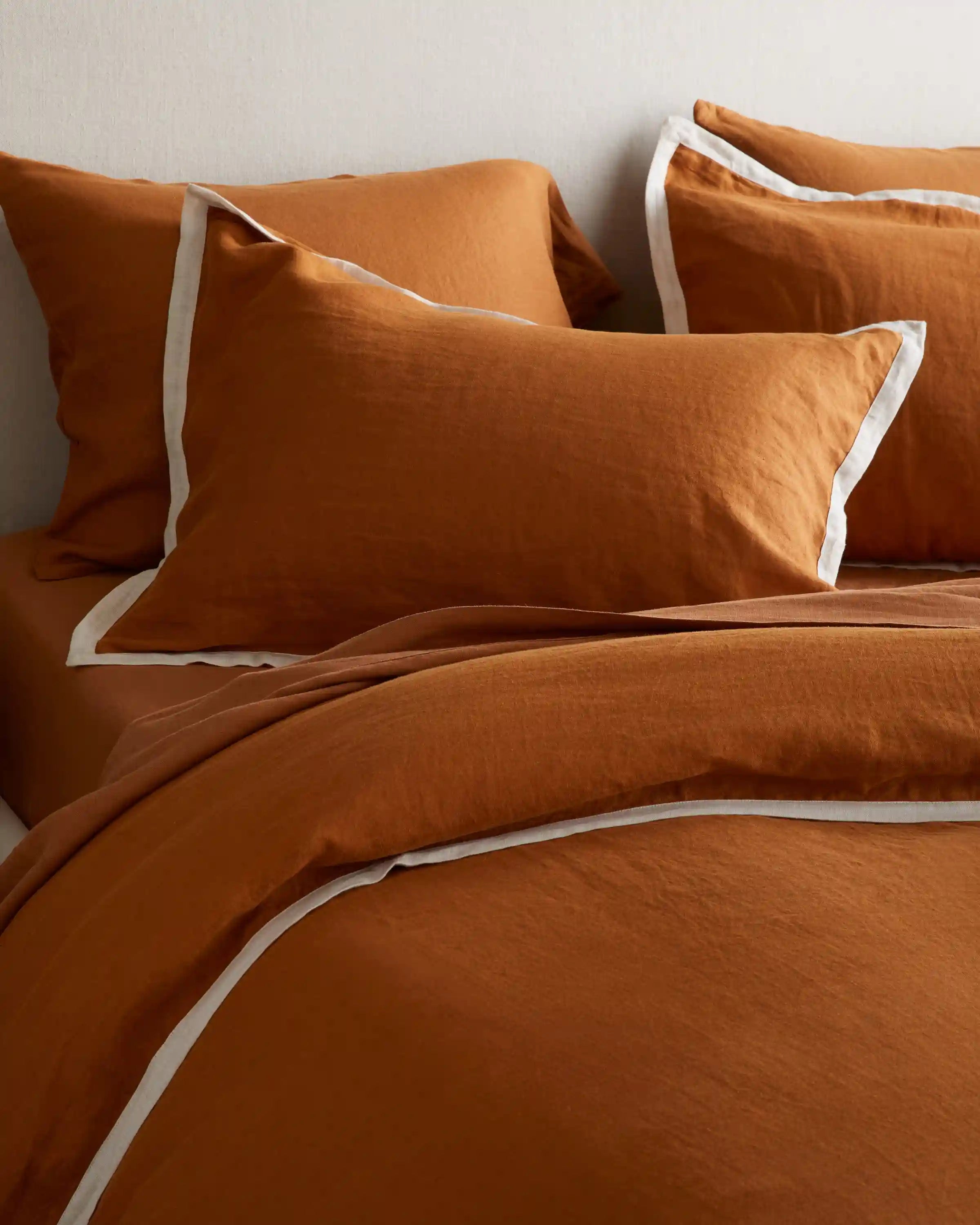 European Linen Contrast Flange Sham Set