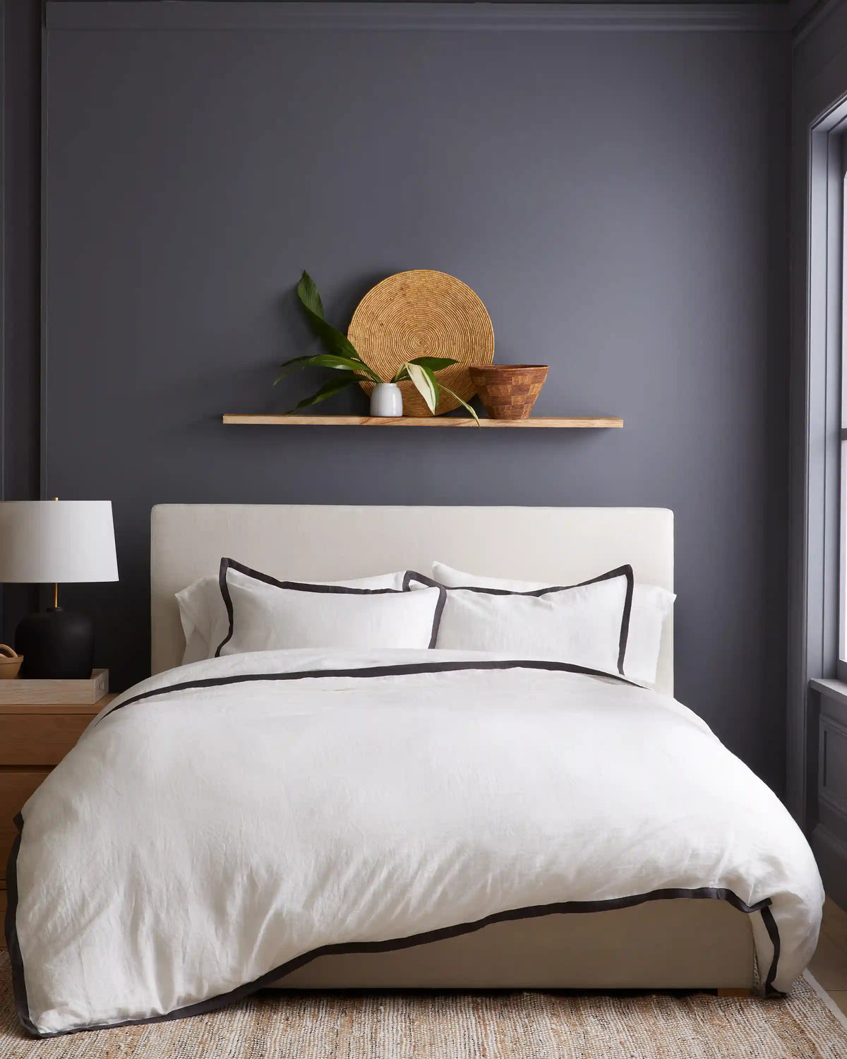 European Linen Contrast Flange Duvet Cover