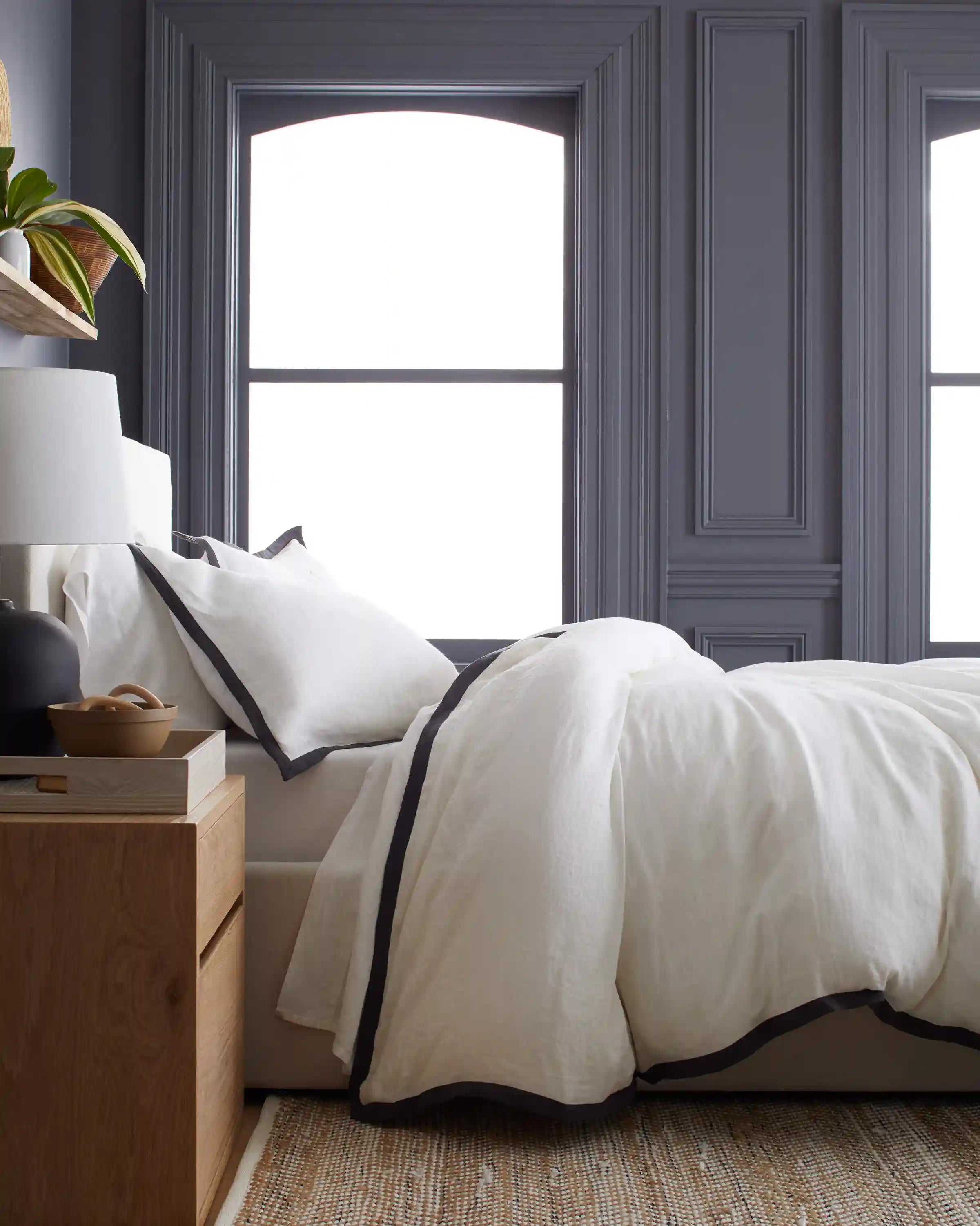 European Linen Contrast Flange Sham Set