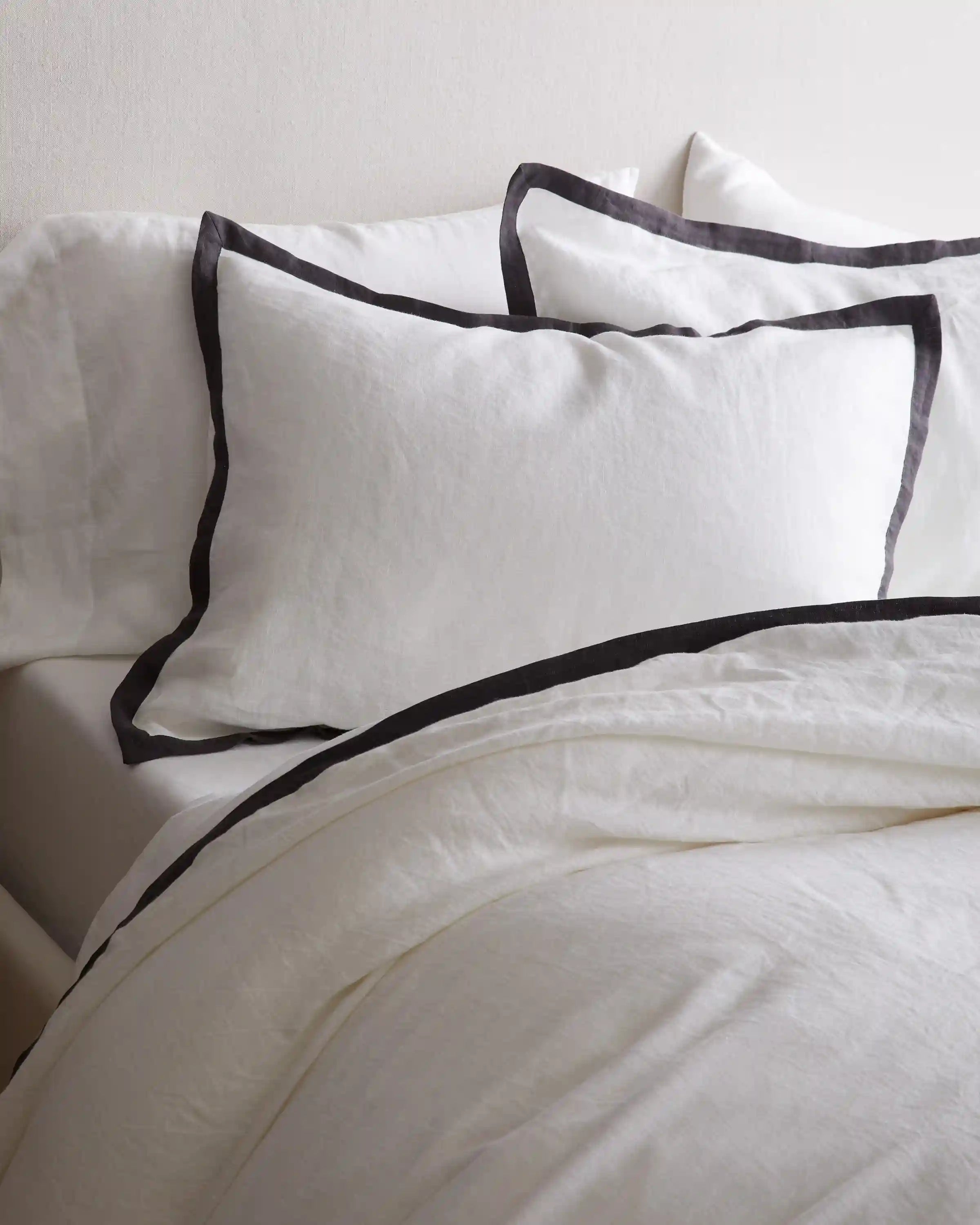 European Linen Contrast Flange Sham Set