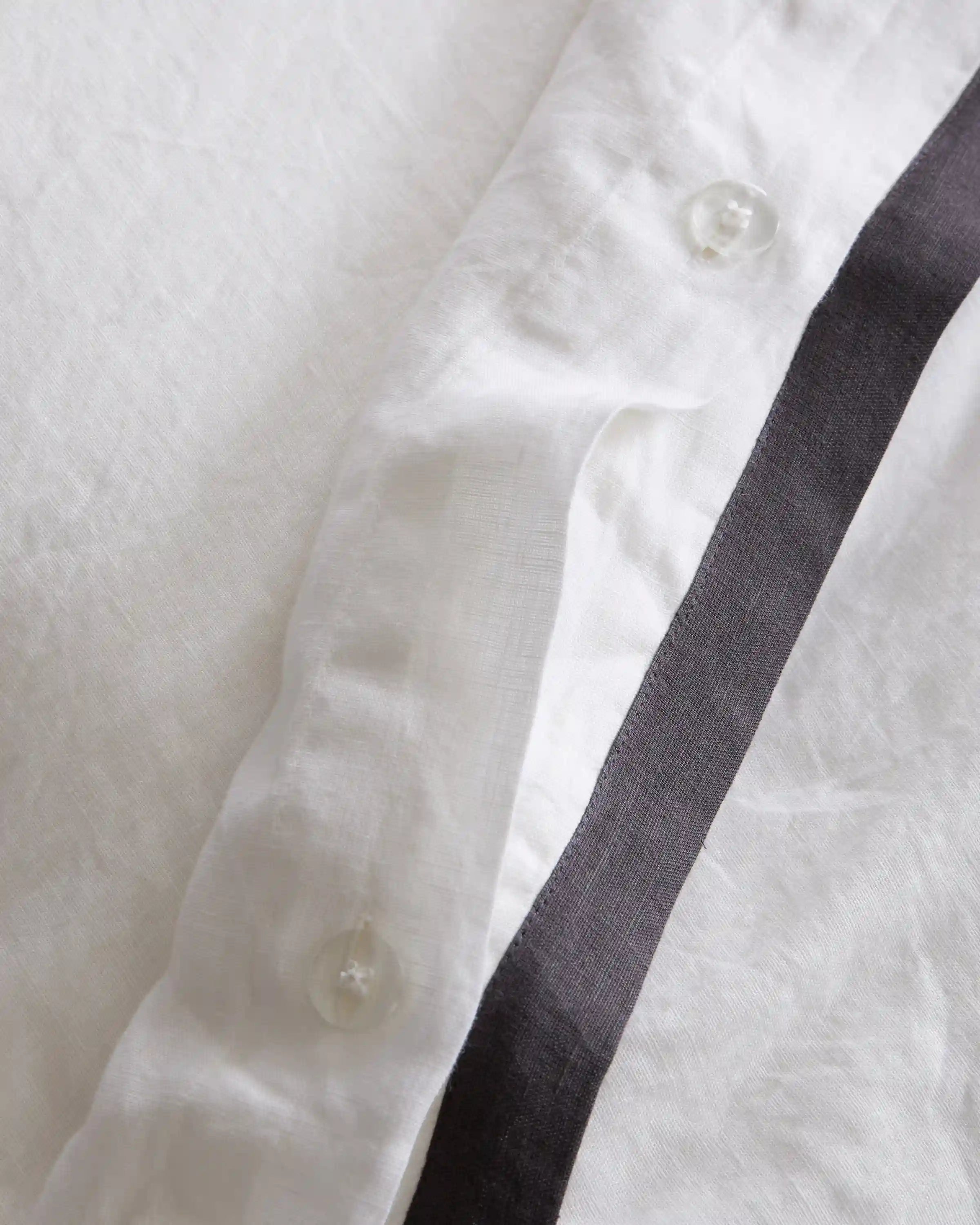 European Linen Contrast Flange Duvet Cover