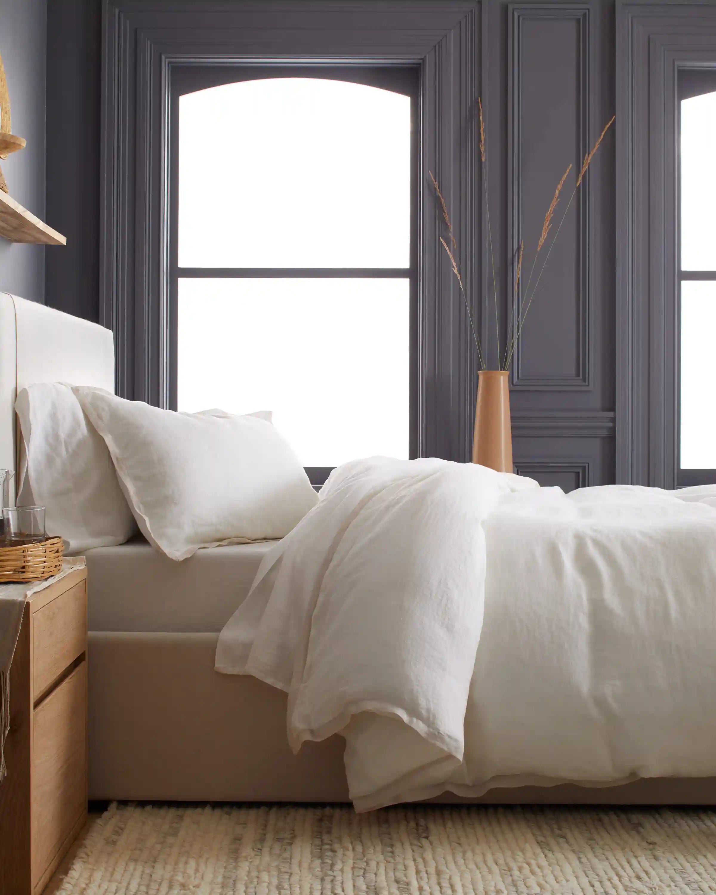 European Linen Contrast Flange Sham Set