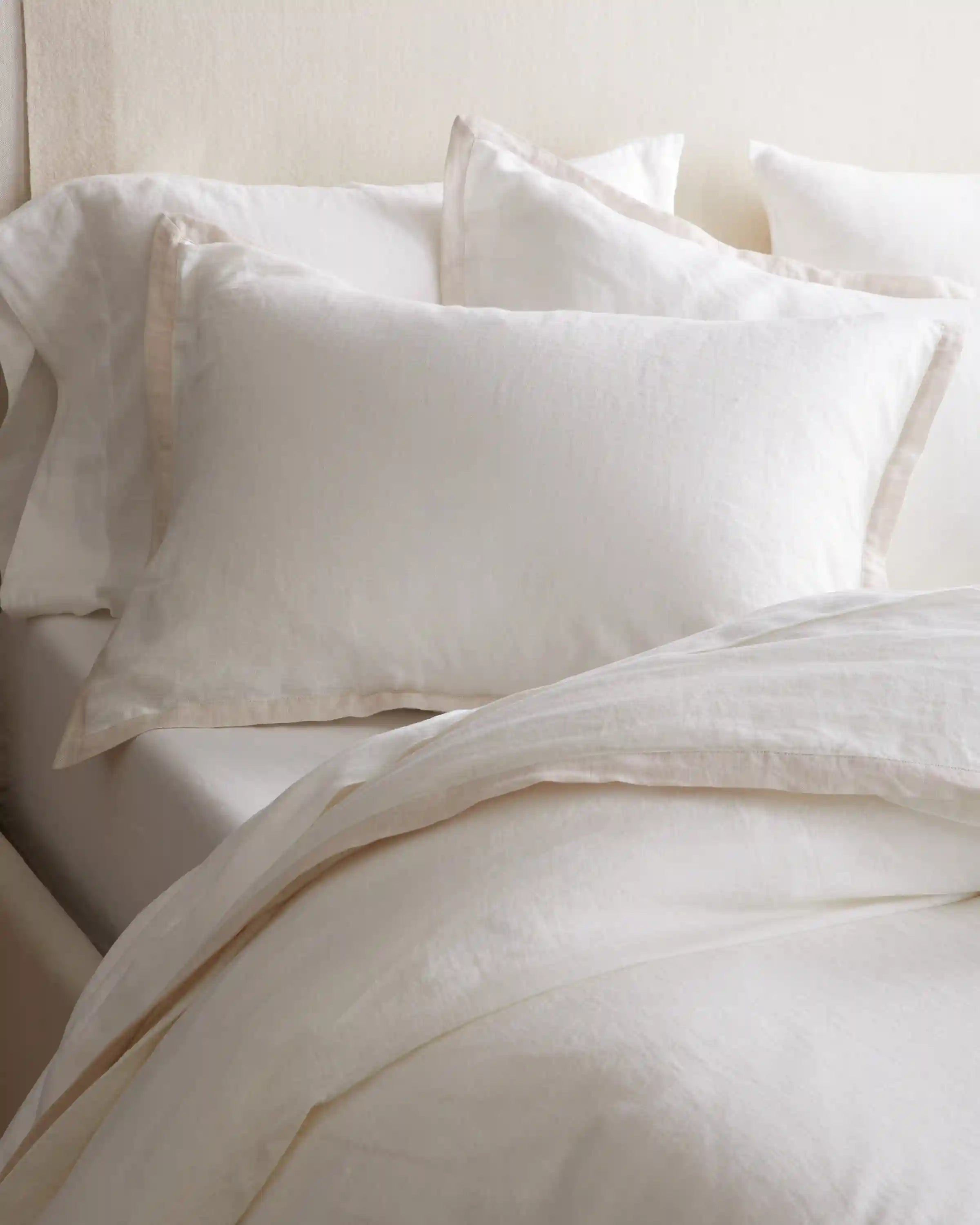 European Linen Contrast Flange Sham Set