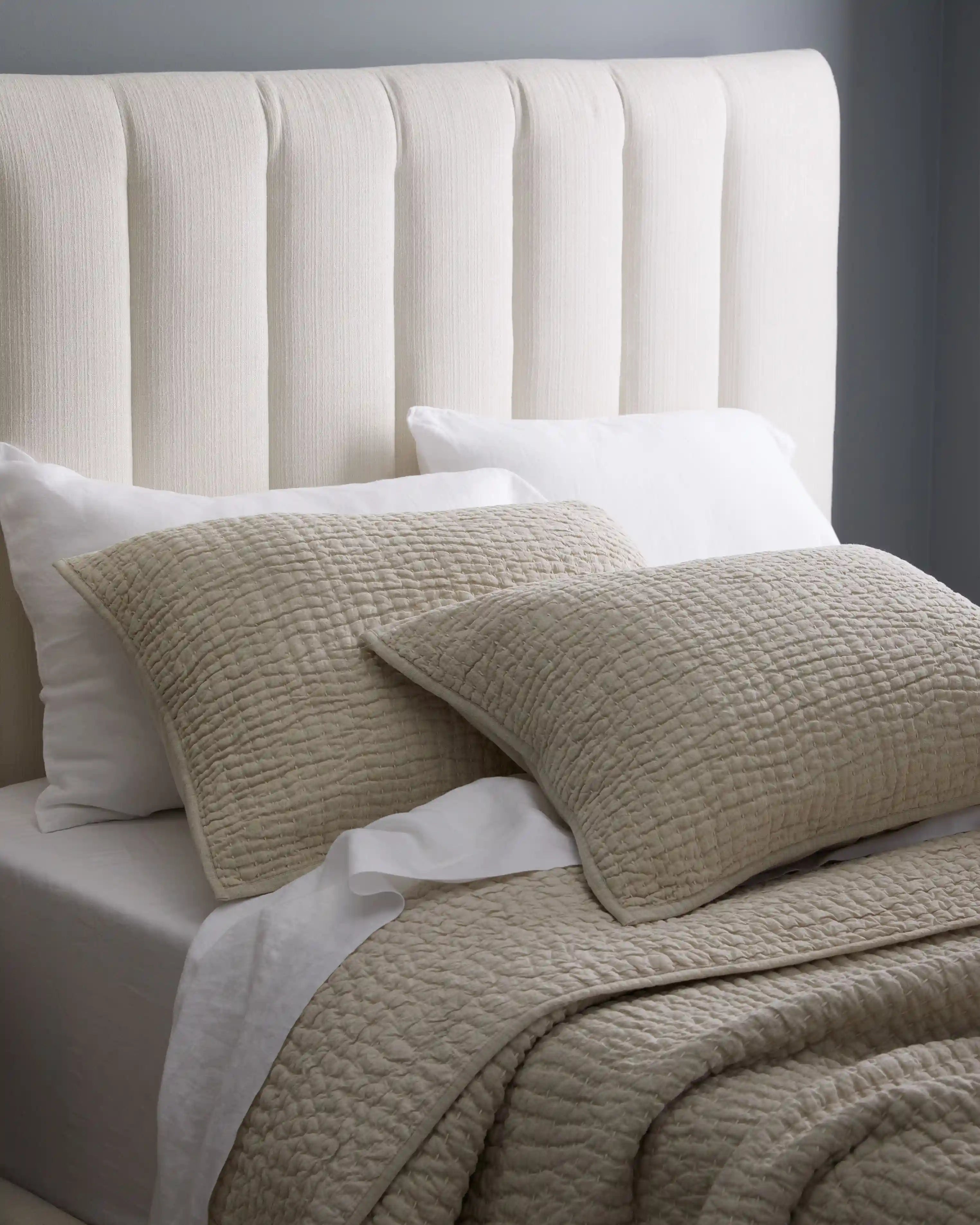 European Linen Cotton Stitch Sham Set