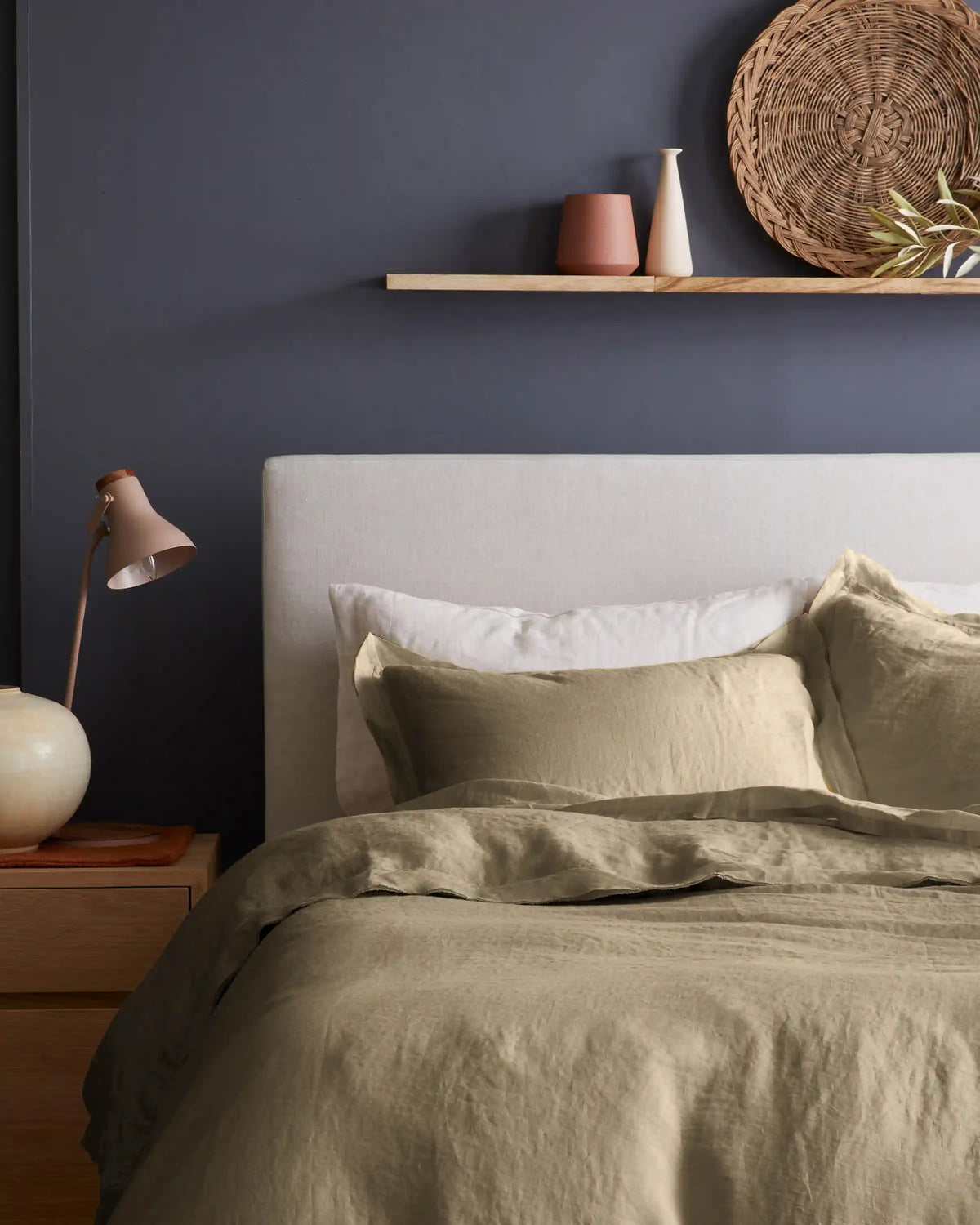 European Linen Double Flange Sham Set