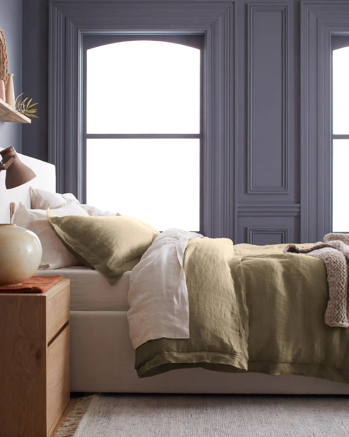 European Linen Double Flange Sham Set