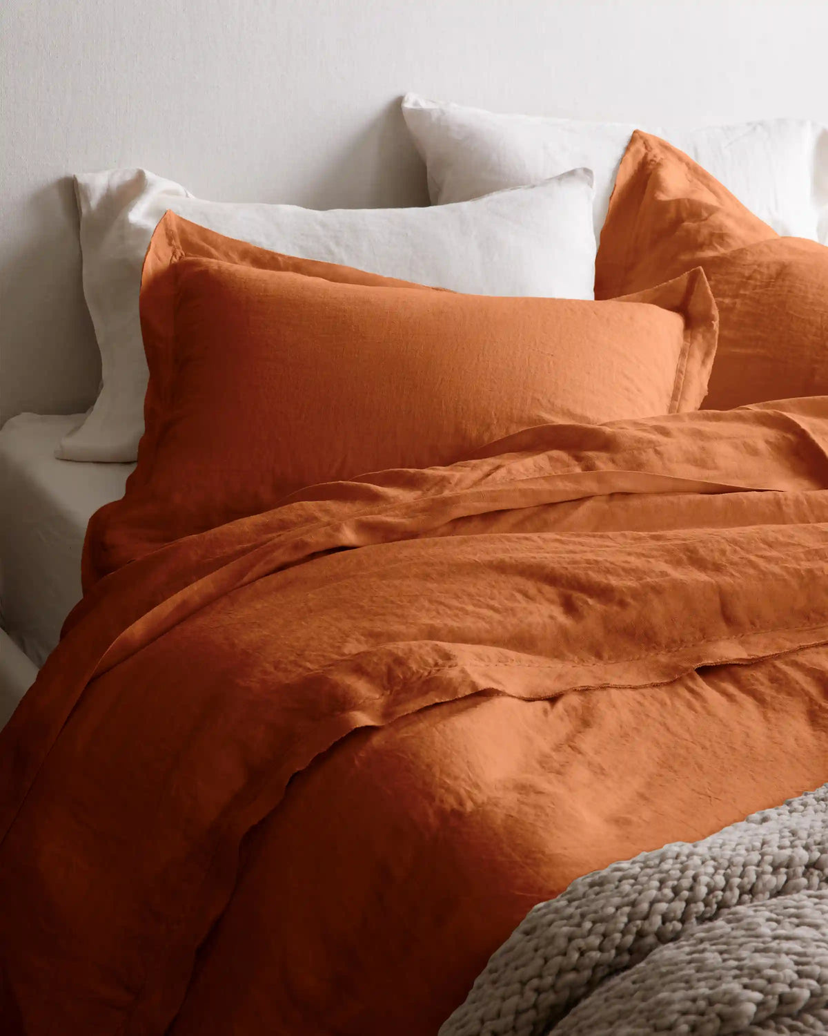 European Linen Double Flange Duvet Cover Set