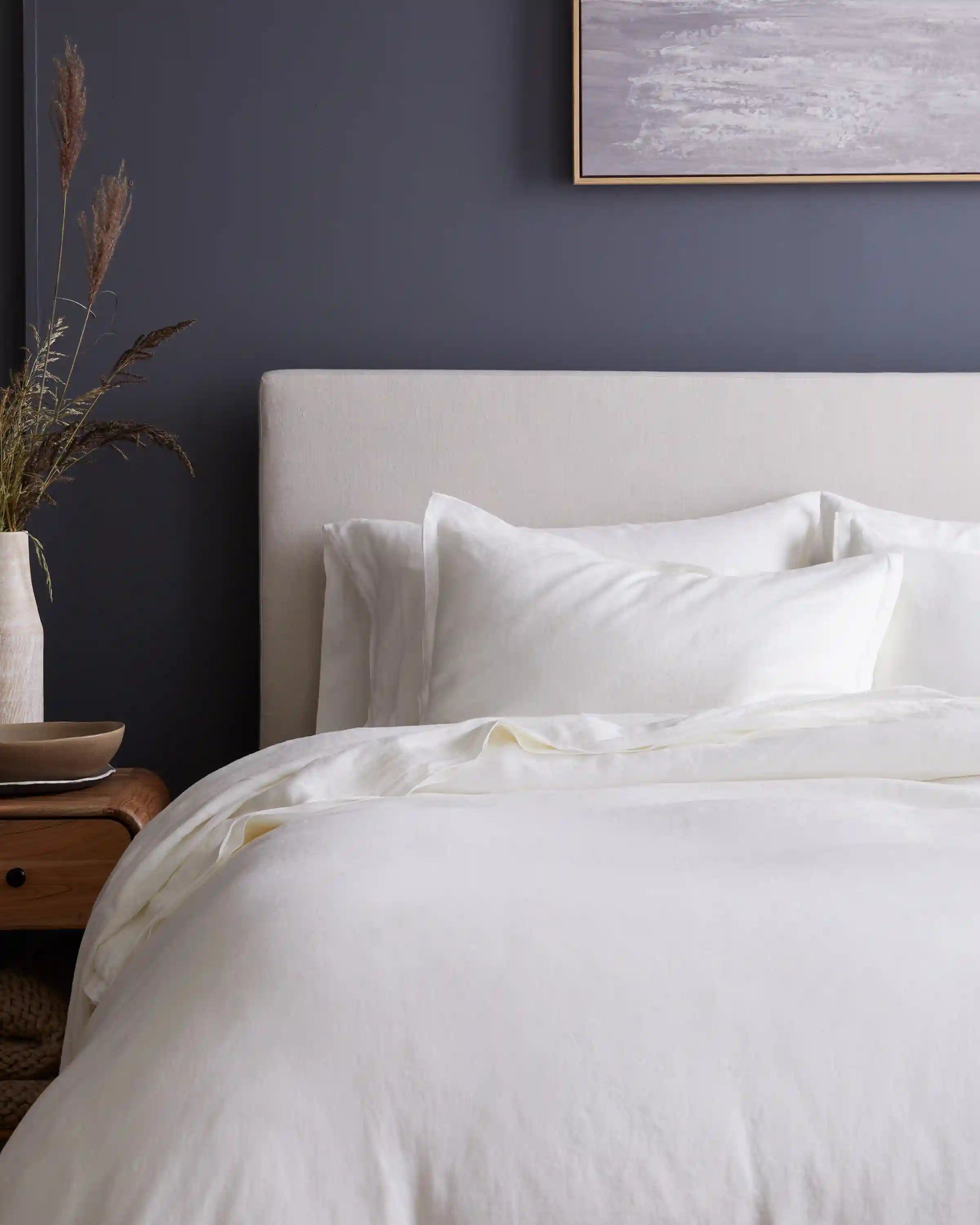 European Linen Double Embroidered Edge Sham Set