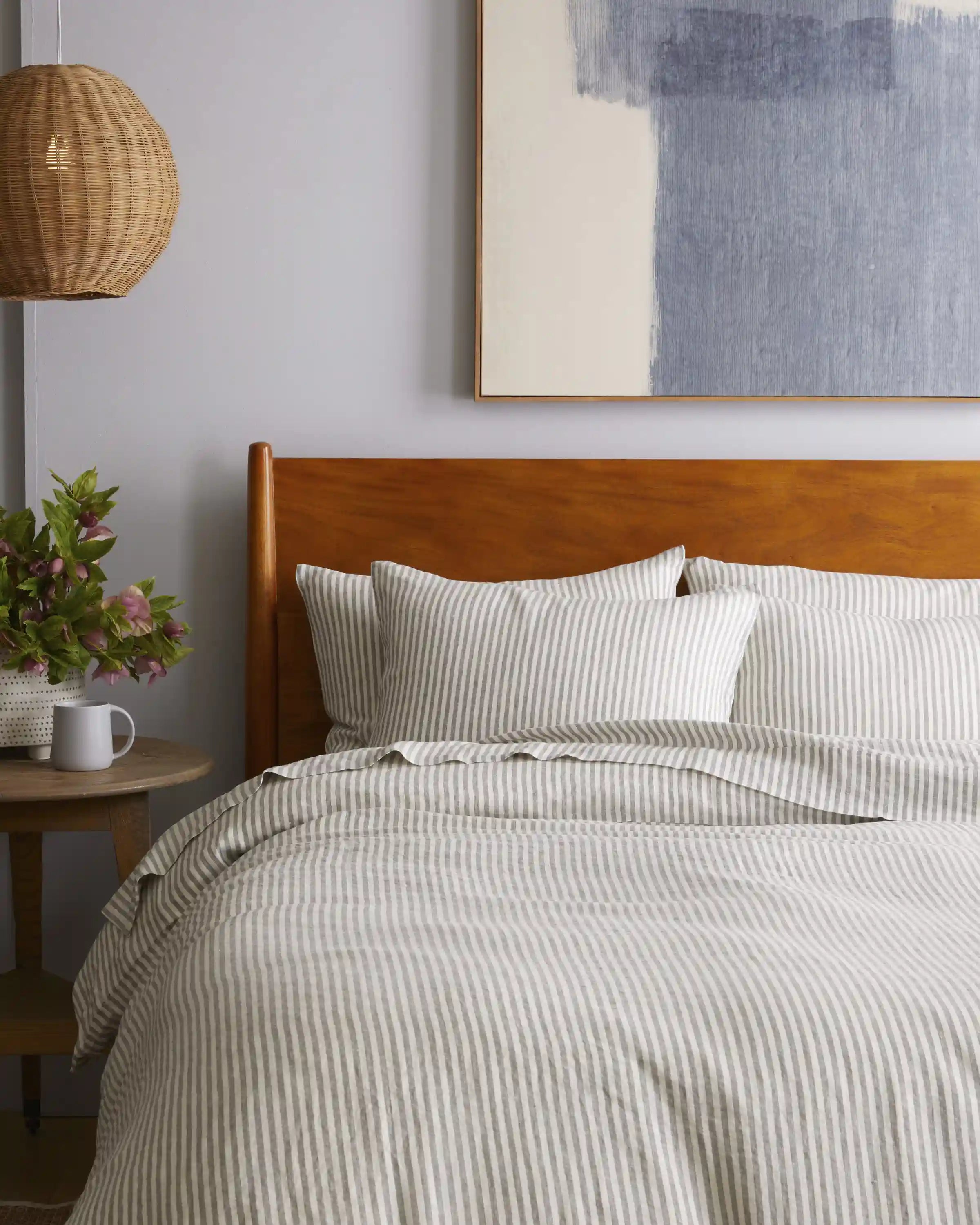 European Linen Stripe Duvet Cover Set