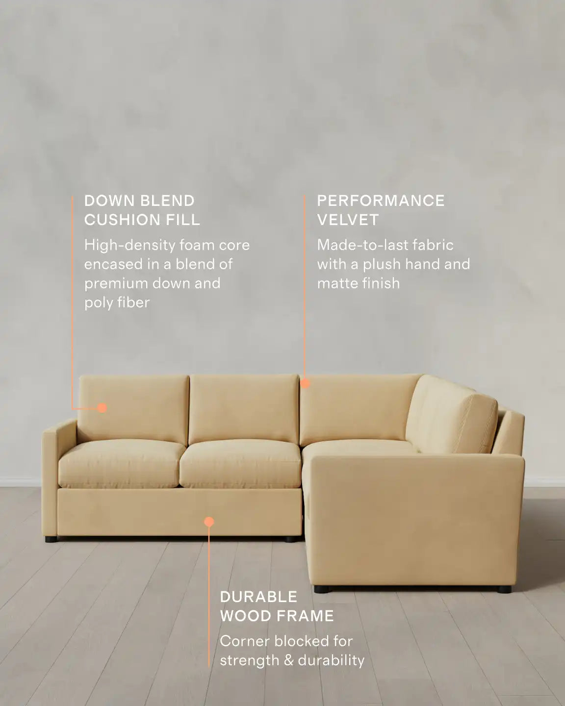 Brennan L Sectional in Performance Velvet