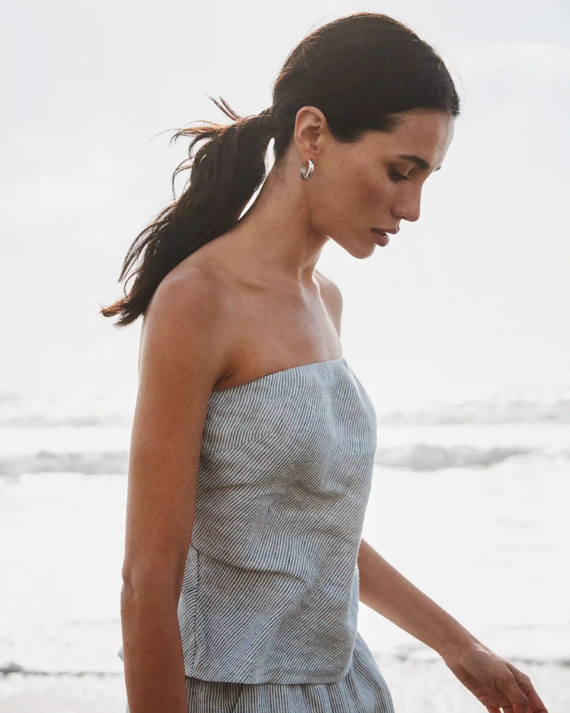 100% European Linen Strapless Top