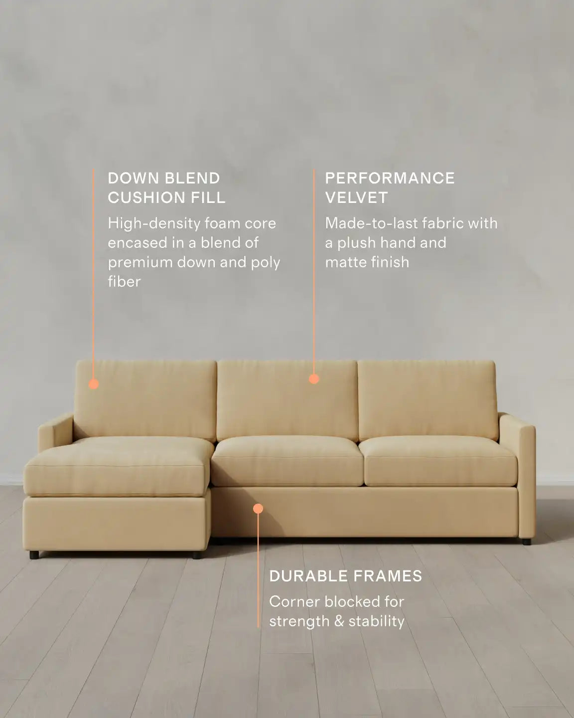 Brennan Chaise Sectional in Performance Velvet