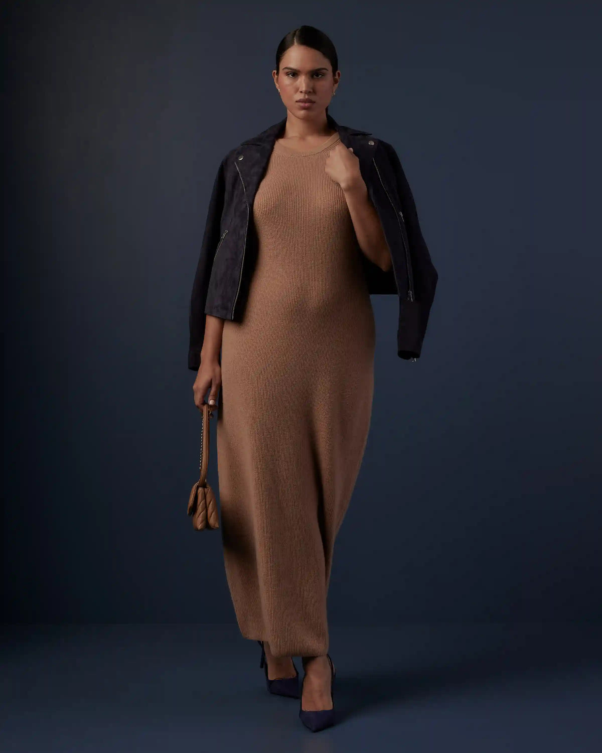 Mongolian Spring Cashmere Sleeveless Midi Sweater Dress