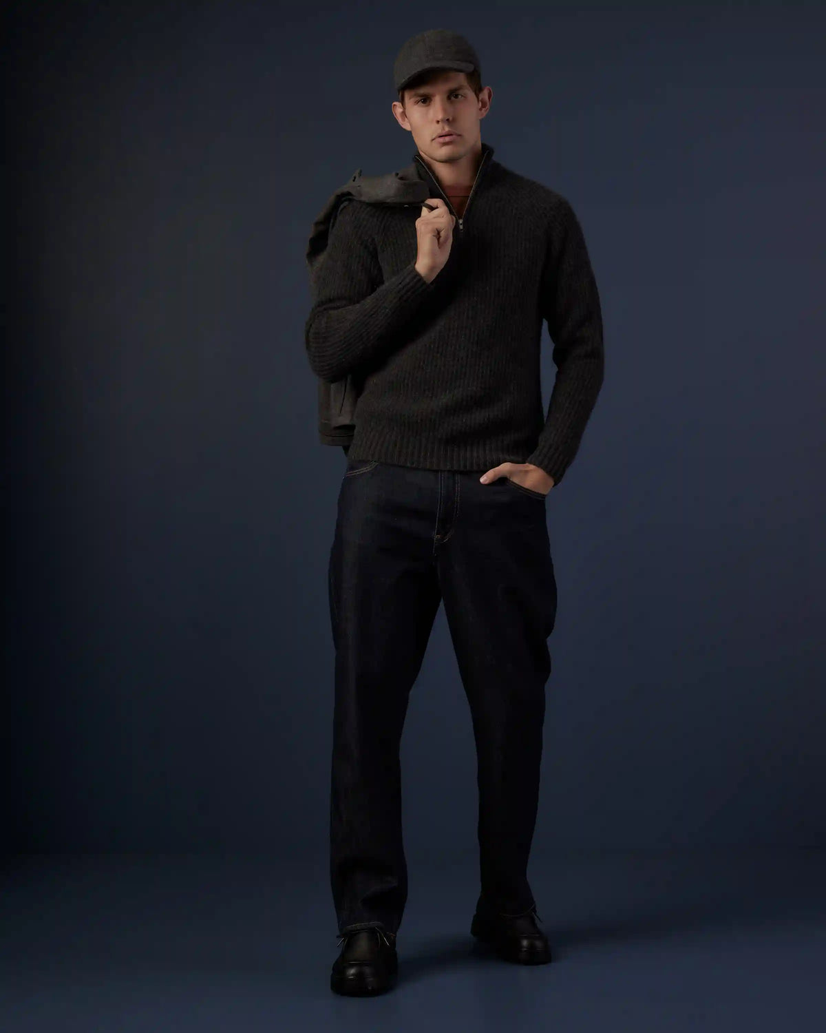 Mongolian Spring Cashmere Fisherman Quarter Zip Sweater