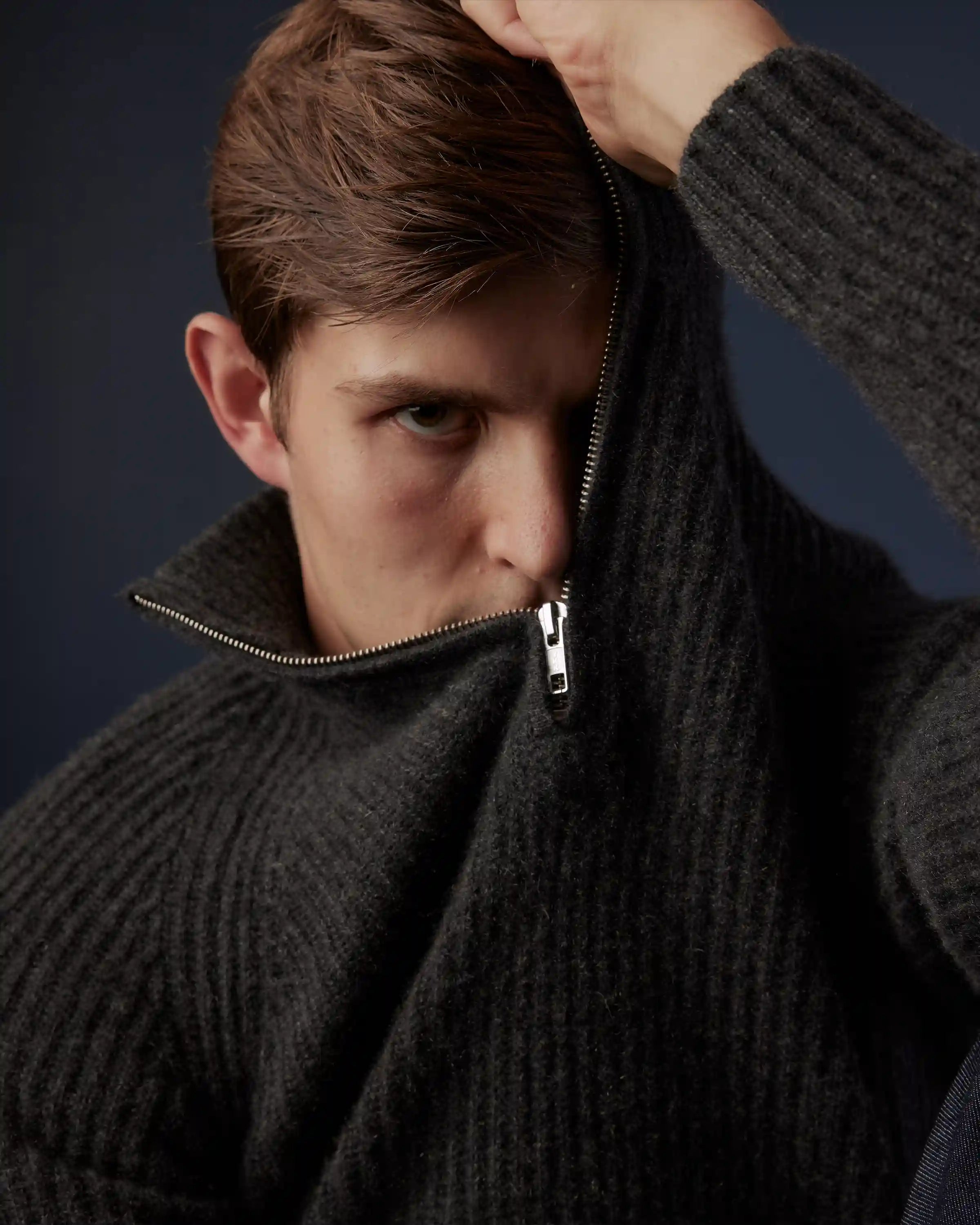 Mongolian Spring Cashmere Fisherman Quarter Zip Sweater