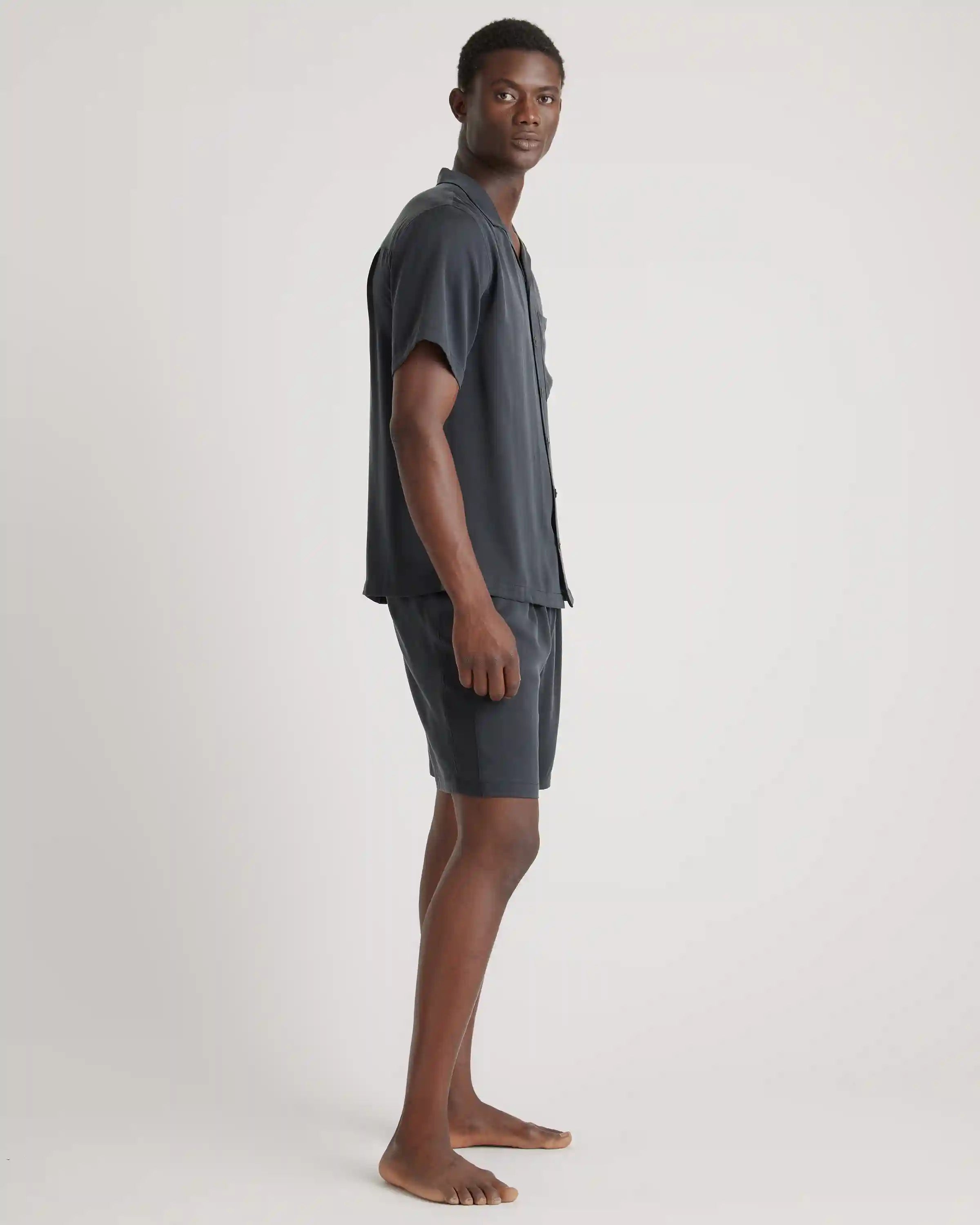 100% Washable Silk Button Down Short Set