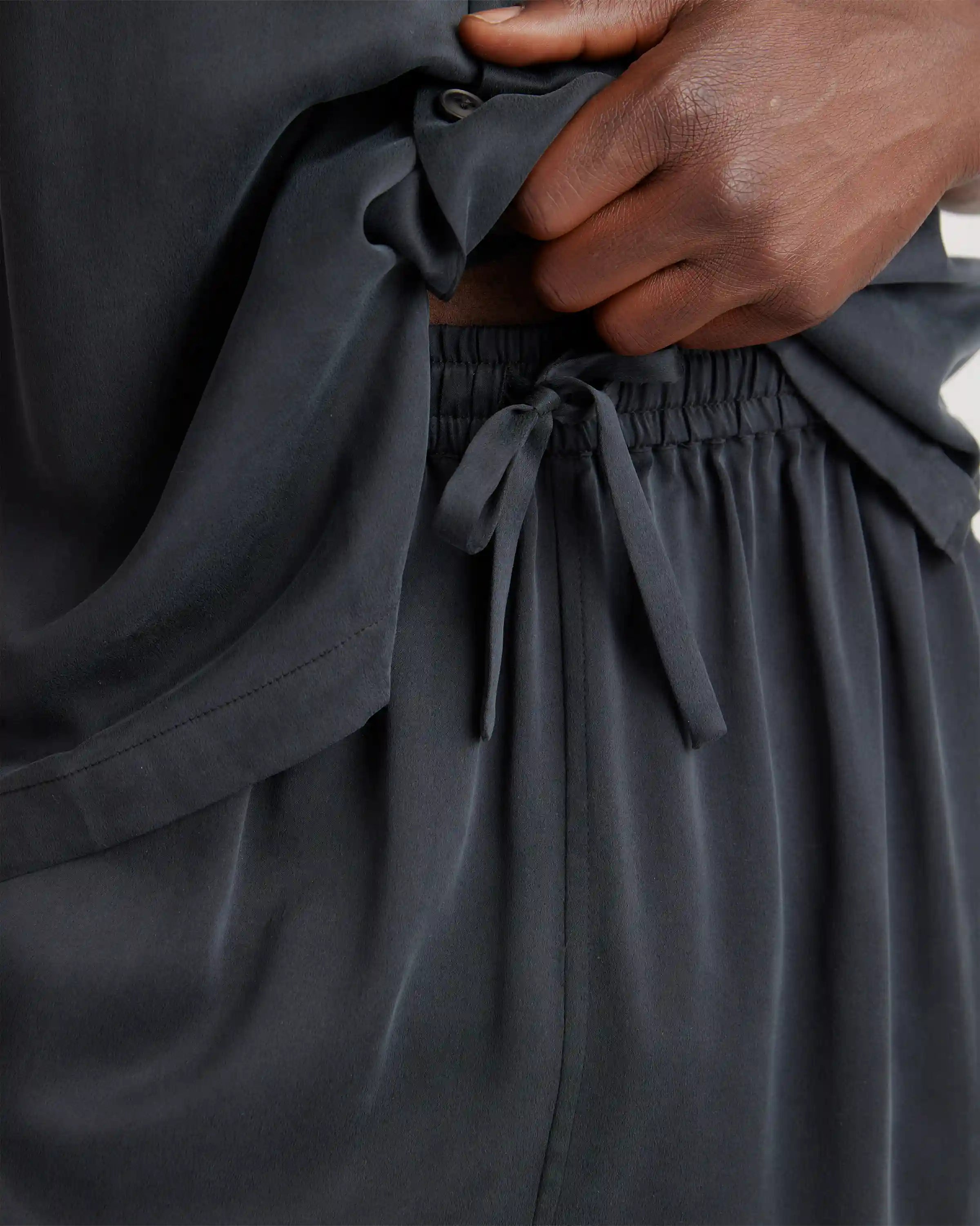 100% Washable Silk Button Down Short Set