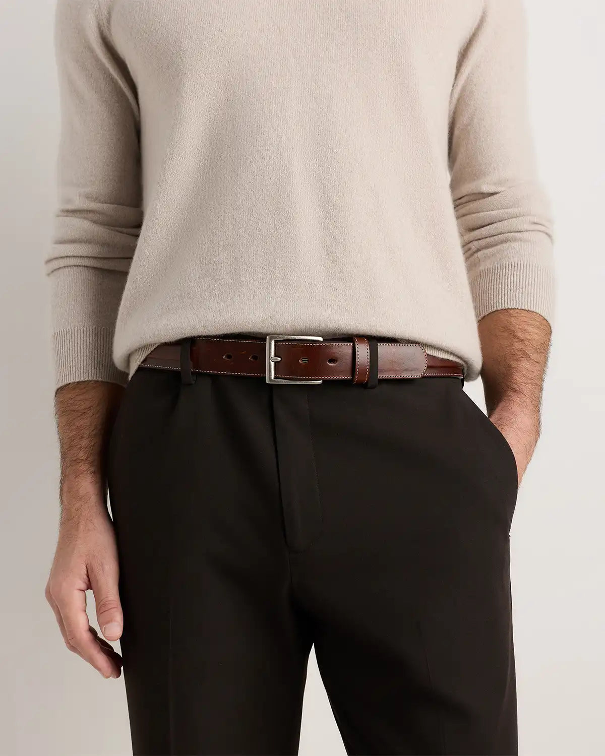 Hugo Contoured Leather Dress Belt