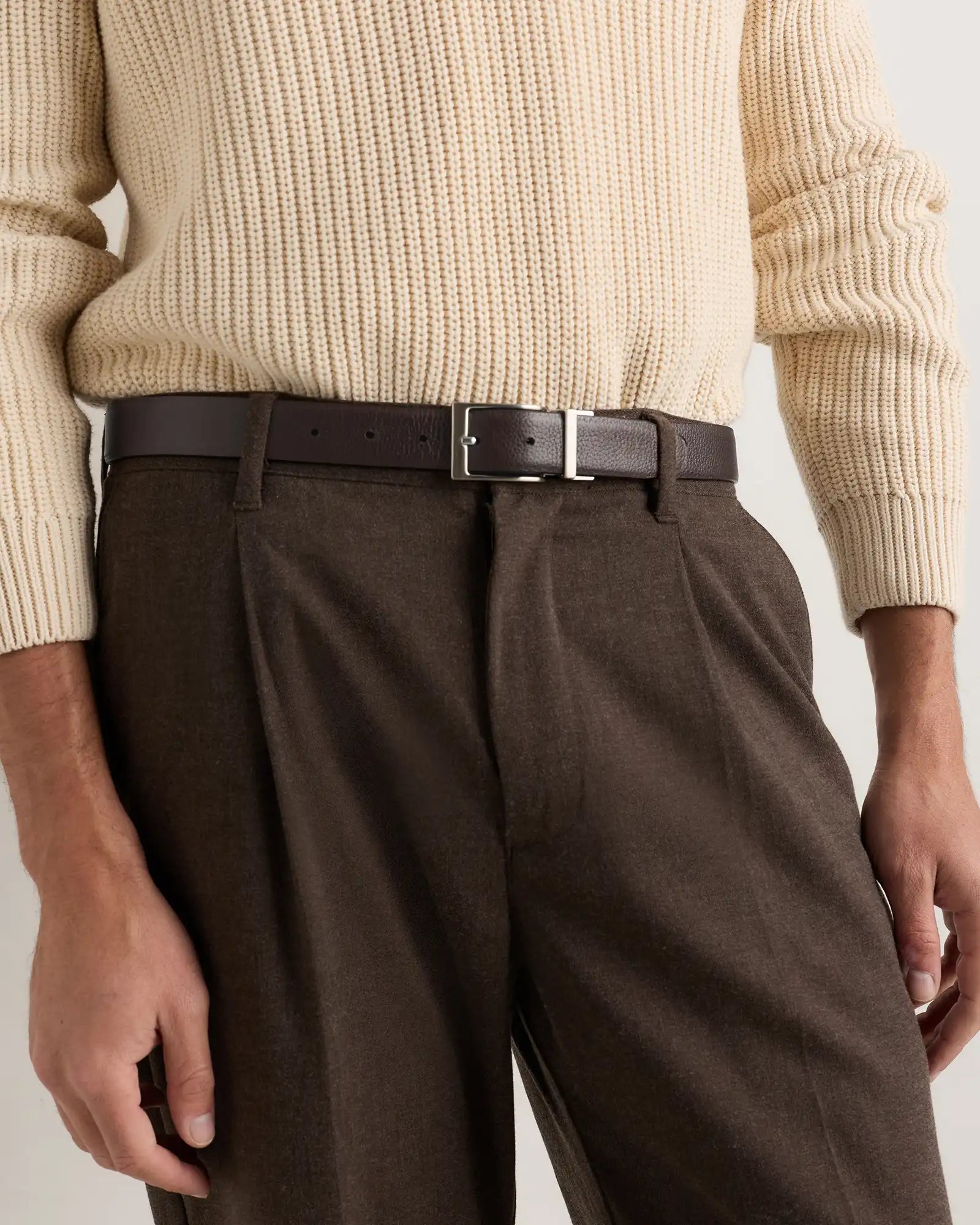 Owen Calfskin Leather Reversible Dress Belt