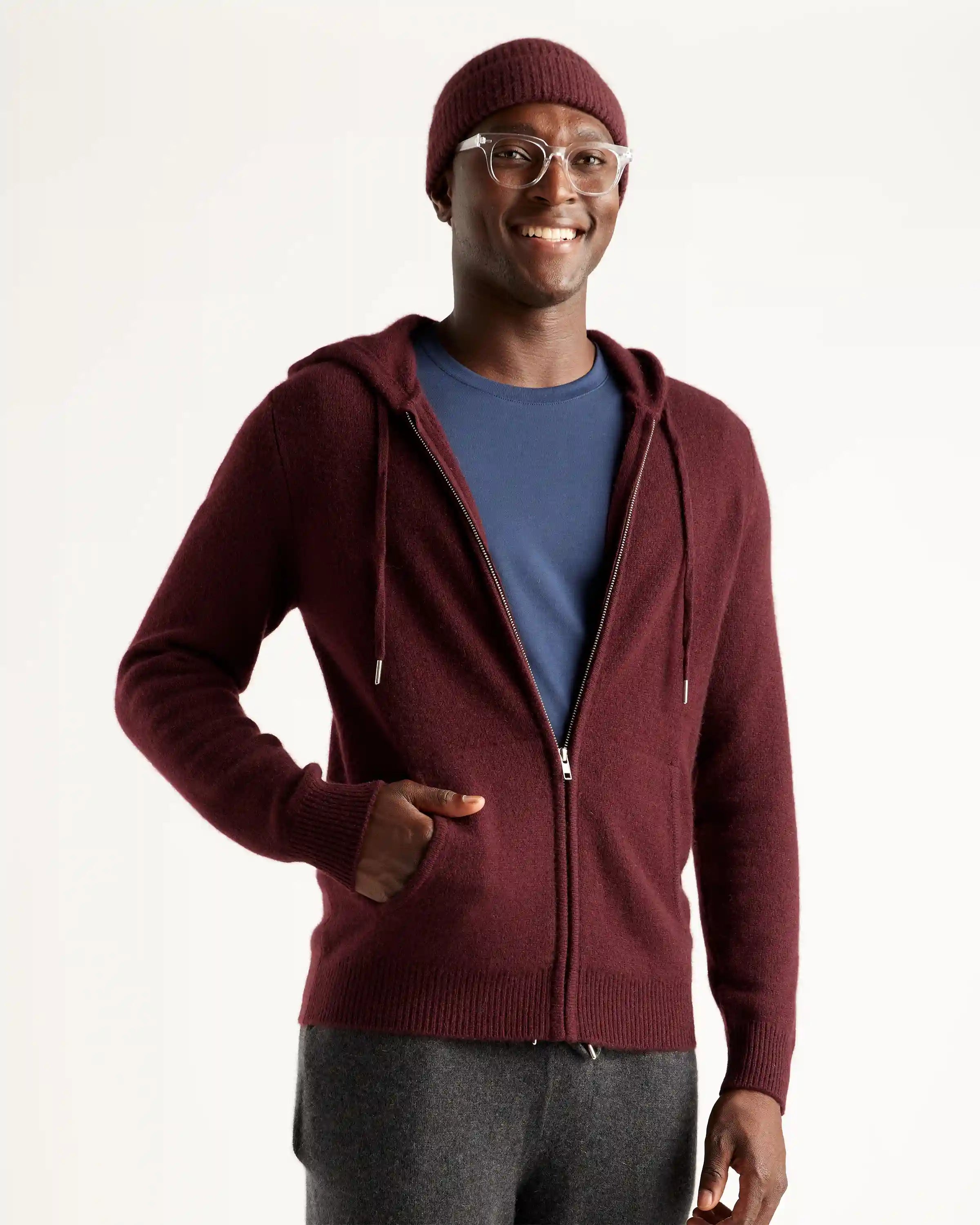 Mongolian Spring Cashmere Full-Zip Hoodie