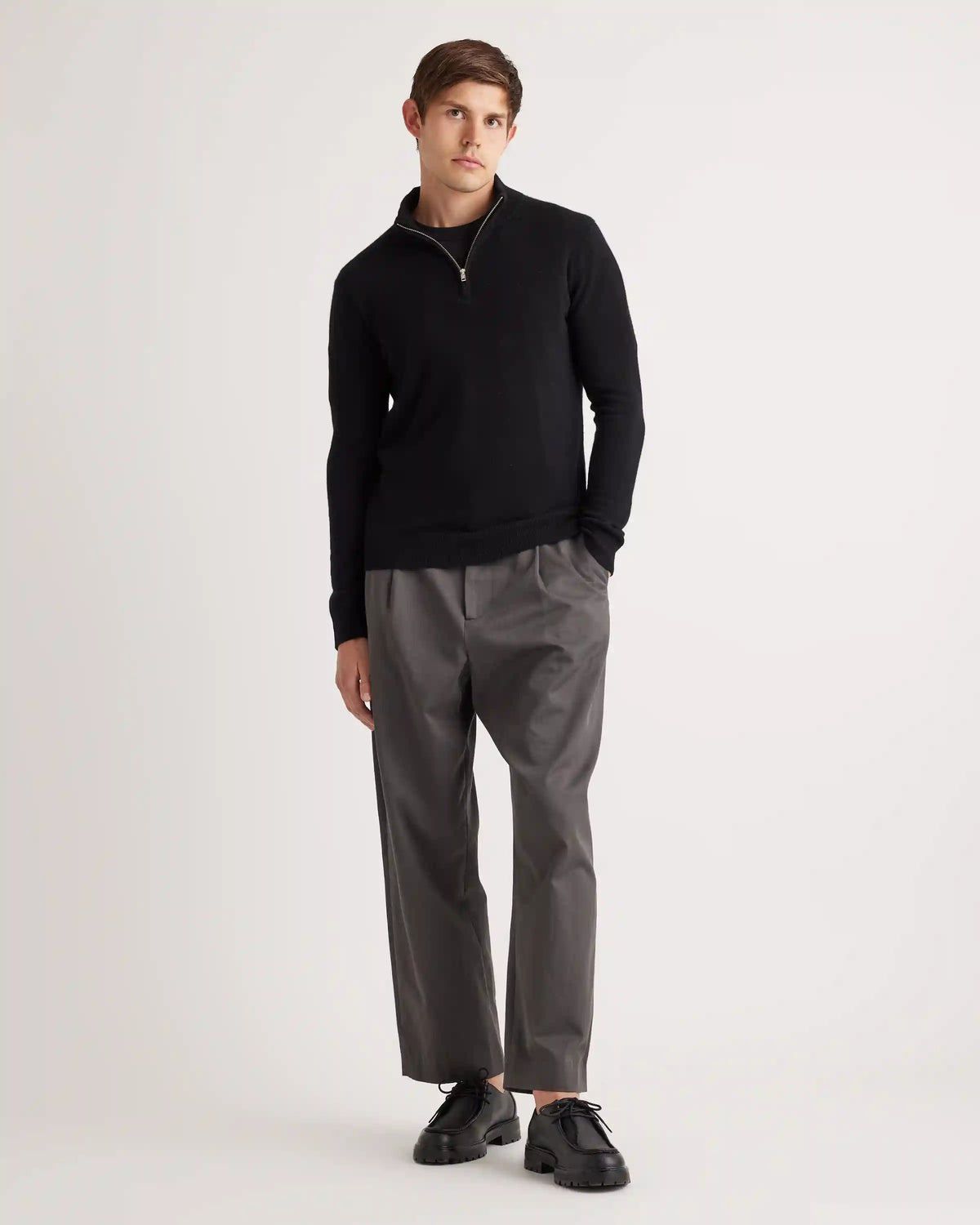 Mongolian Cashmere Quarter Zip Sweater