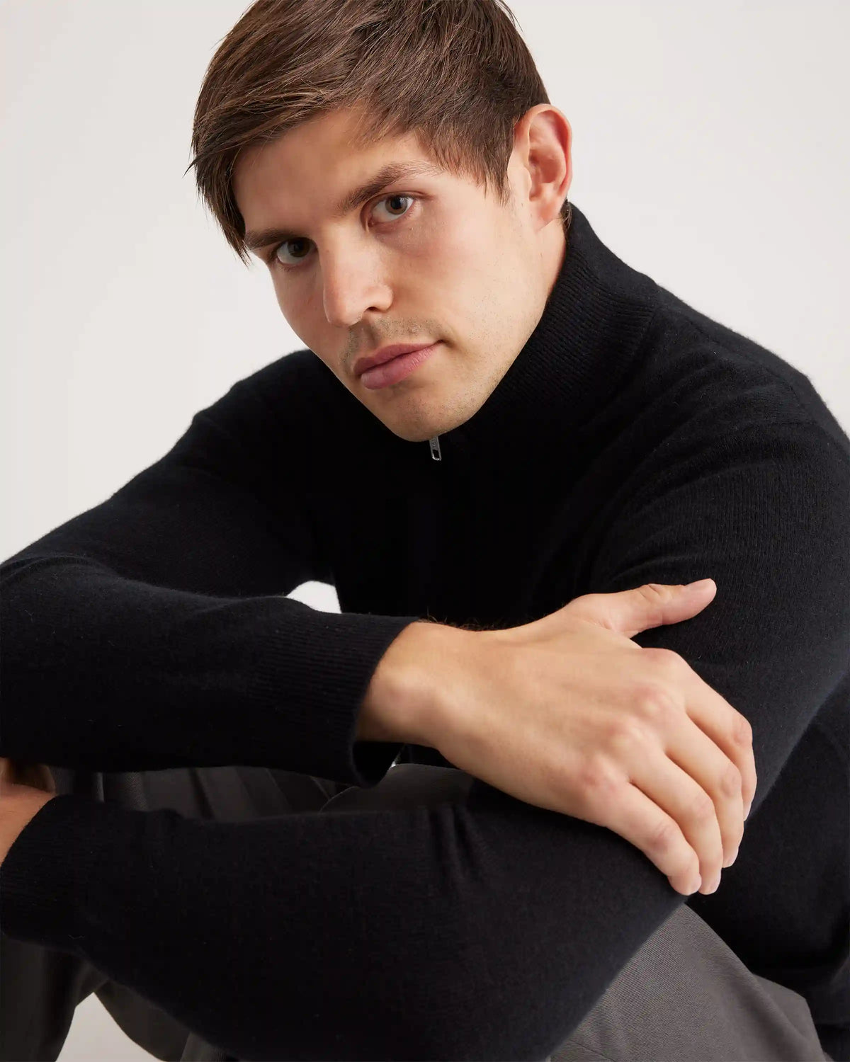 Mongolian Cashmere Quarter Zip Sweater