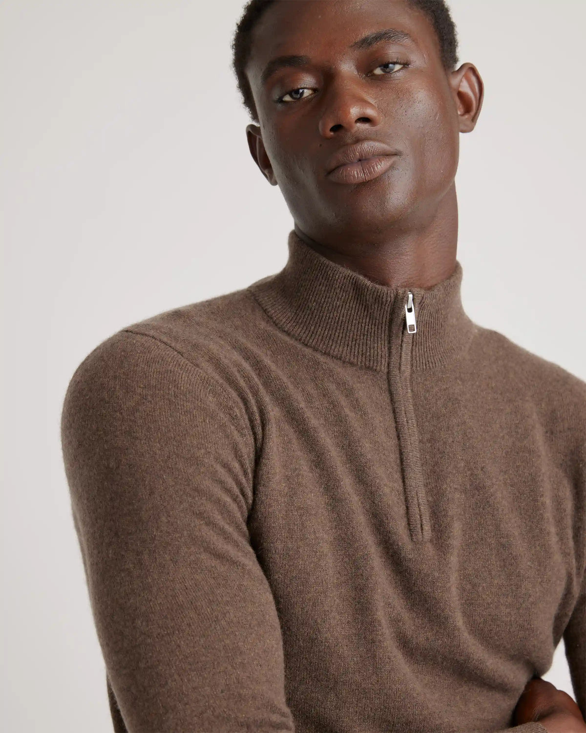 Mongolian Cashmere Quarter Zip Sweater