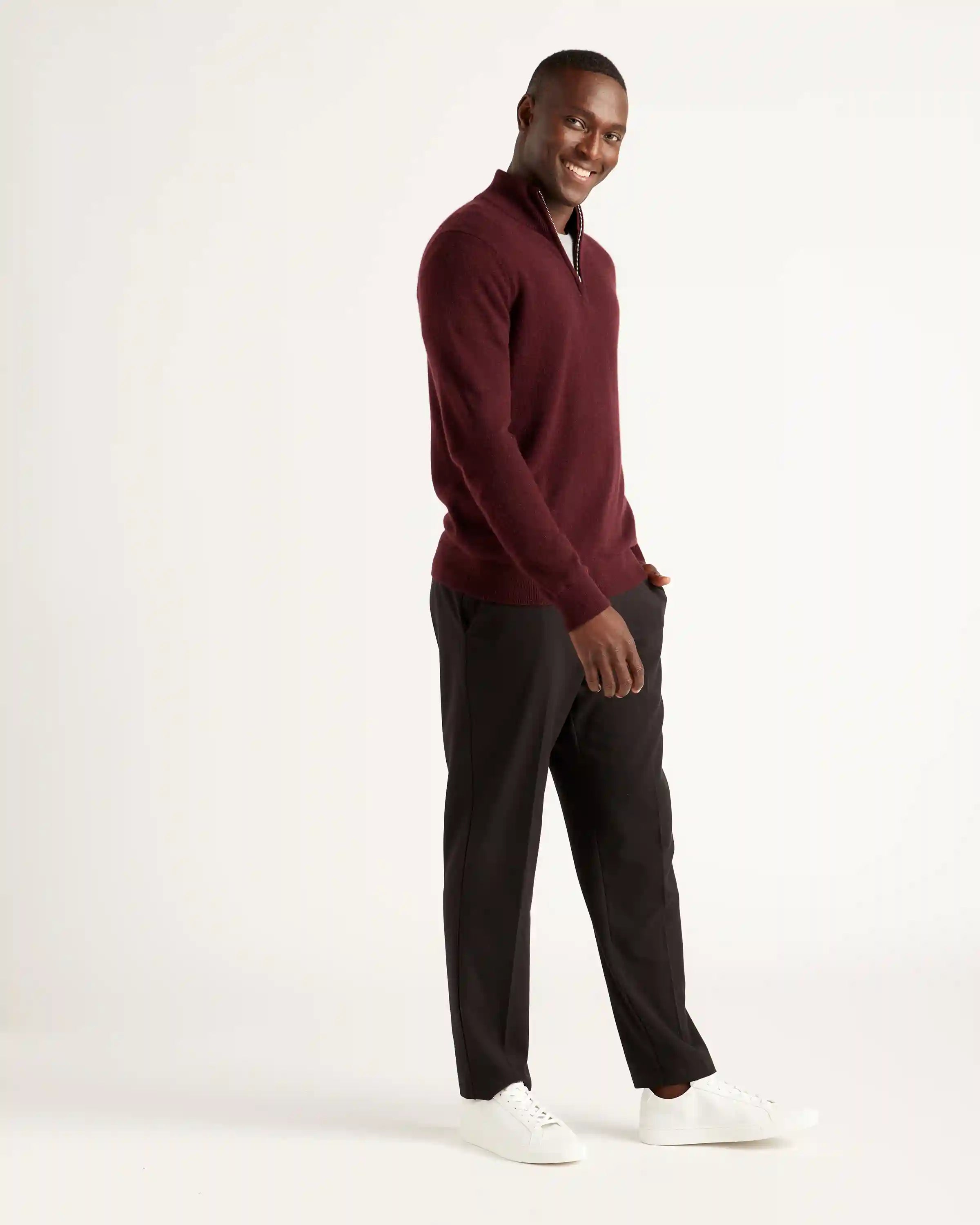 Mongolian Cashmere Quarter Zip Sweater