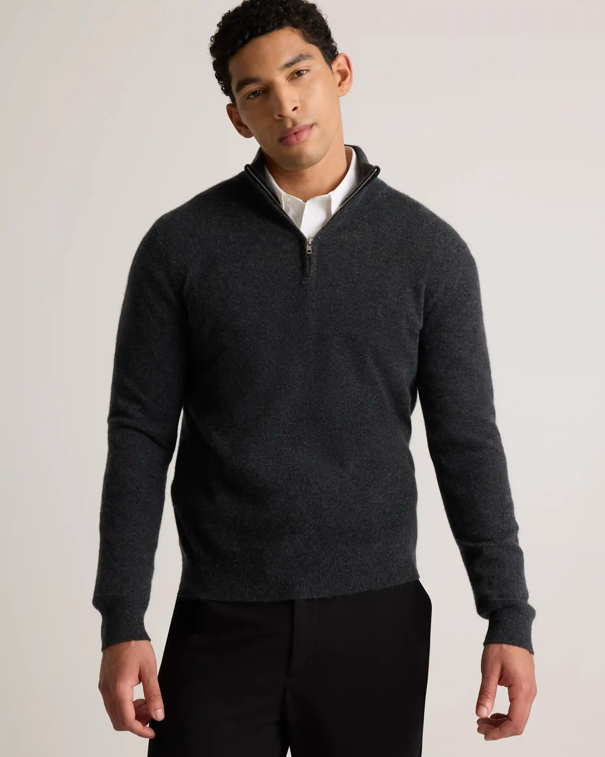 Mongolian Cashmere Quarter Zip Sweater