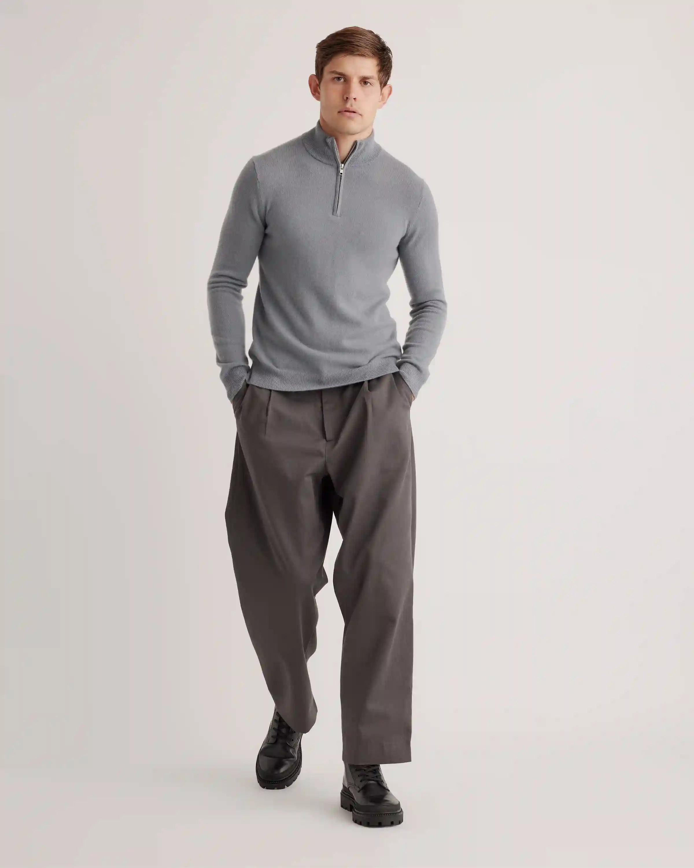 Mongolian Spring Cashmere Quarter Zip Sweater