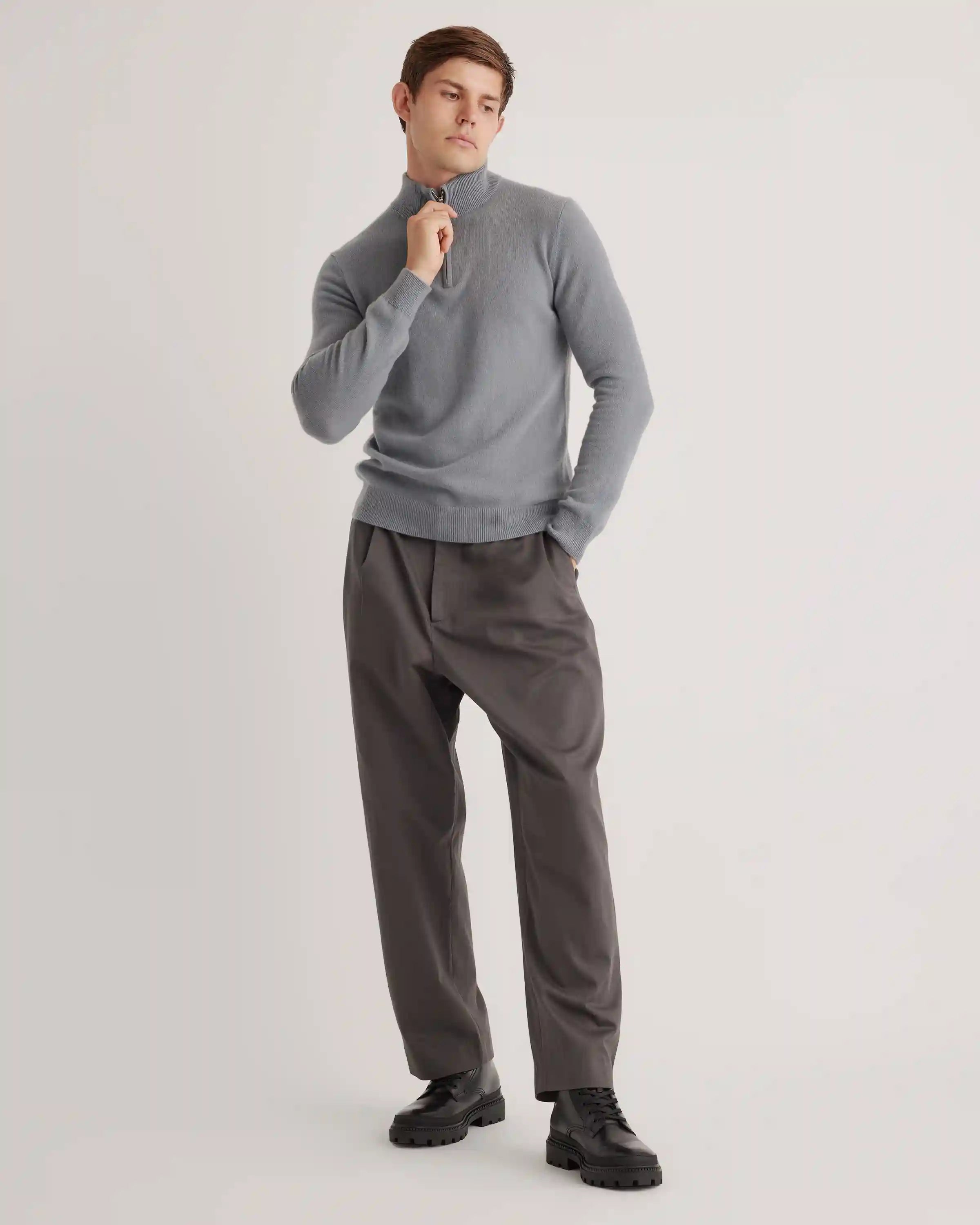 Mongolian Cashmere Quarter Zip Sweater