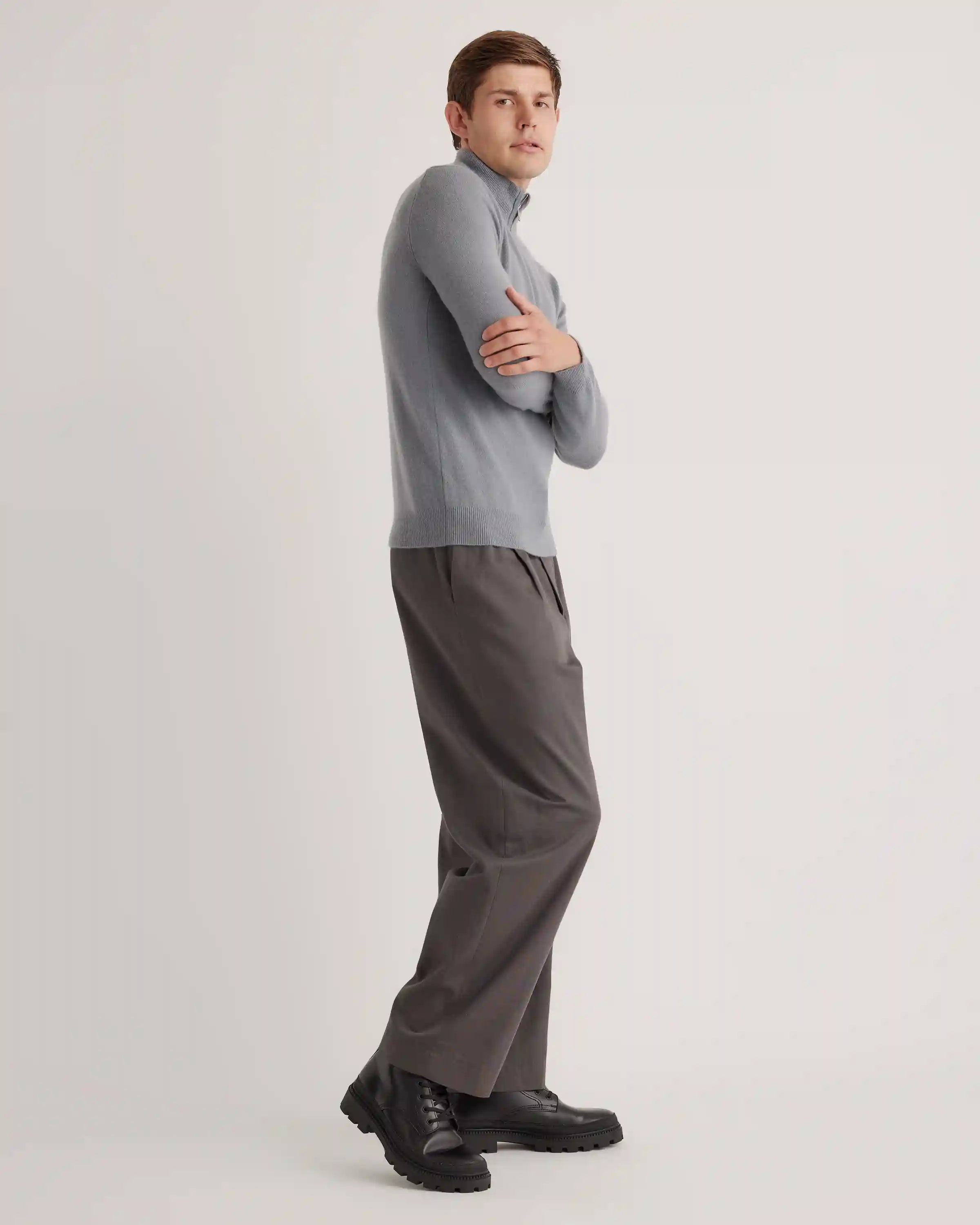 Mongolian Cashmere Quarter Zip Sweater