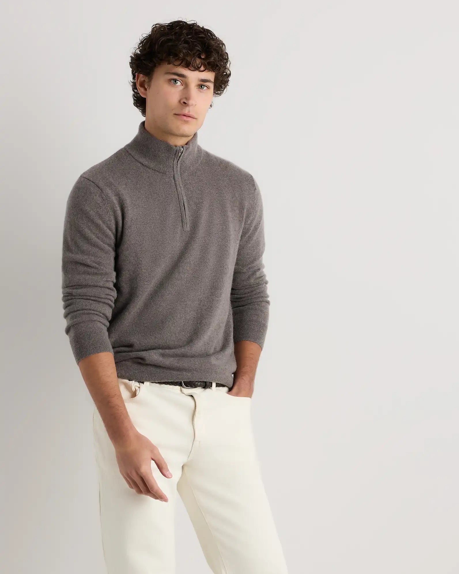 Mongolian Cashmere Quarter Zip Sweater