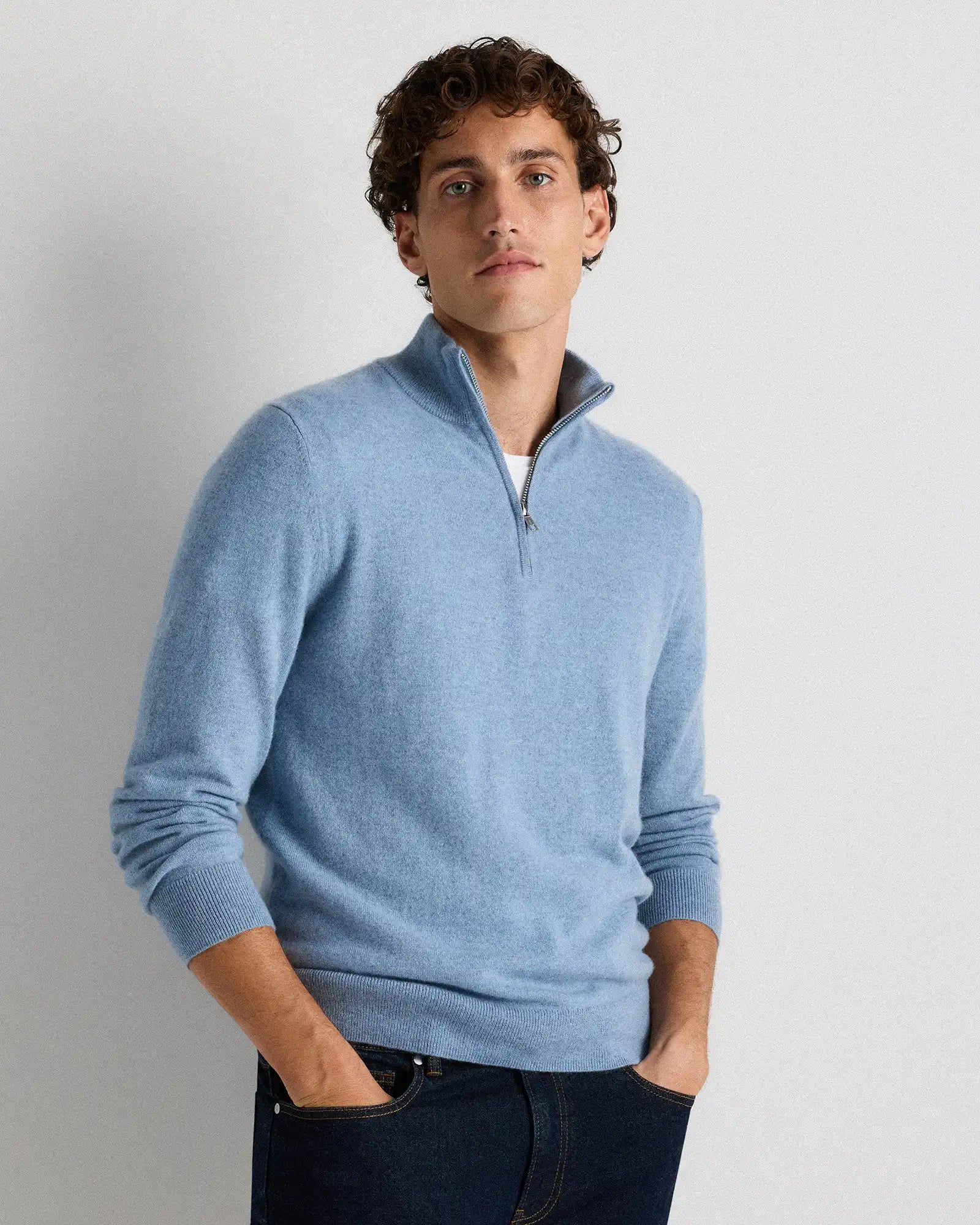 Mongolian Cashmere Quarter Zip Sweater
