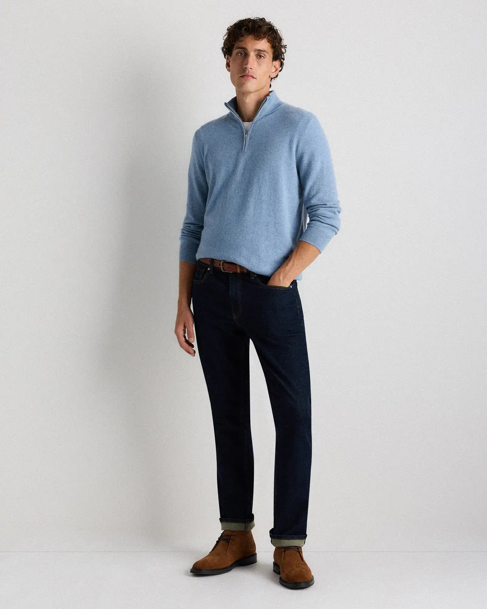 Mongolian Cashmere Quarter Zip Sweater