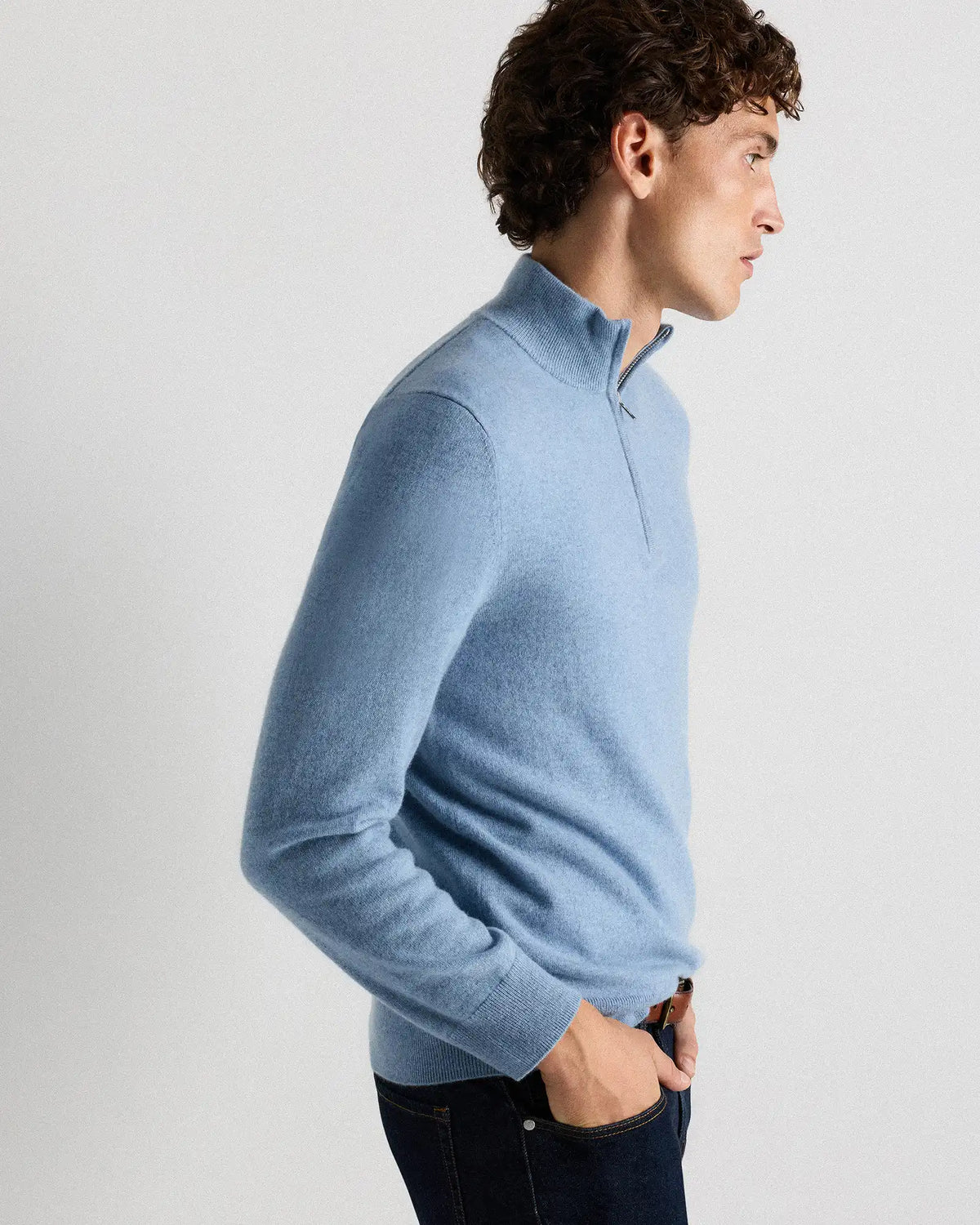 Mongolian Cashmere Quarter Zip Sweater