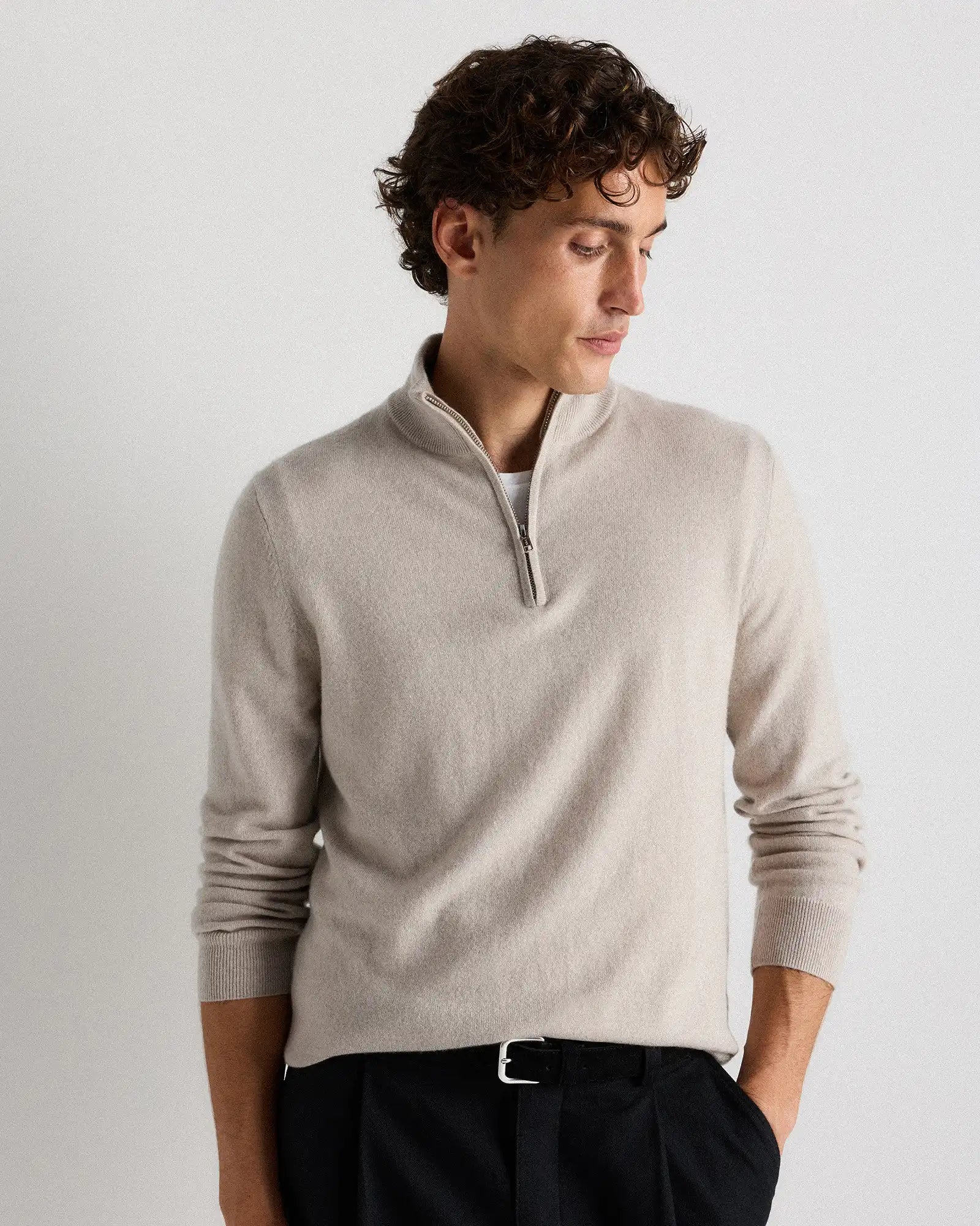 Mongolian Cashmere Quarter Zip Sweater