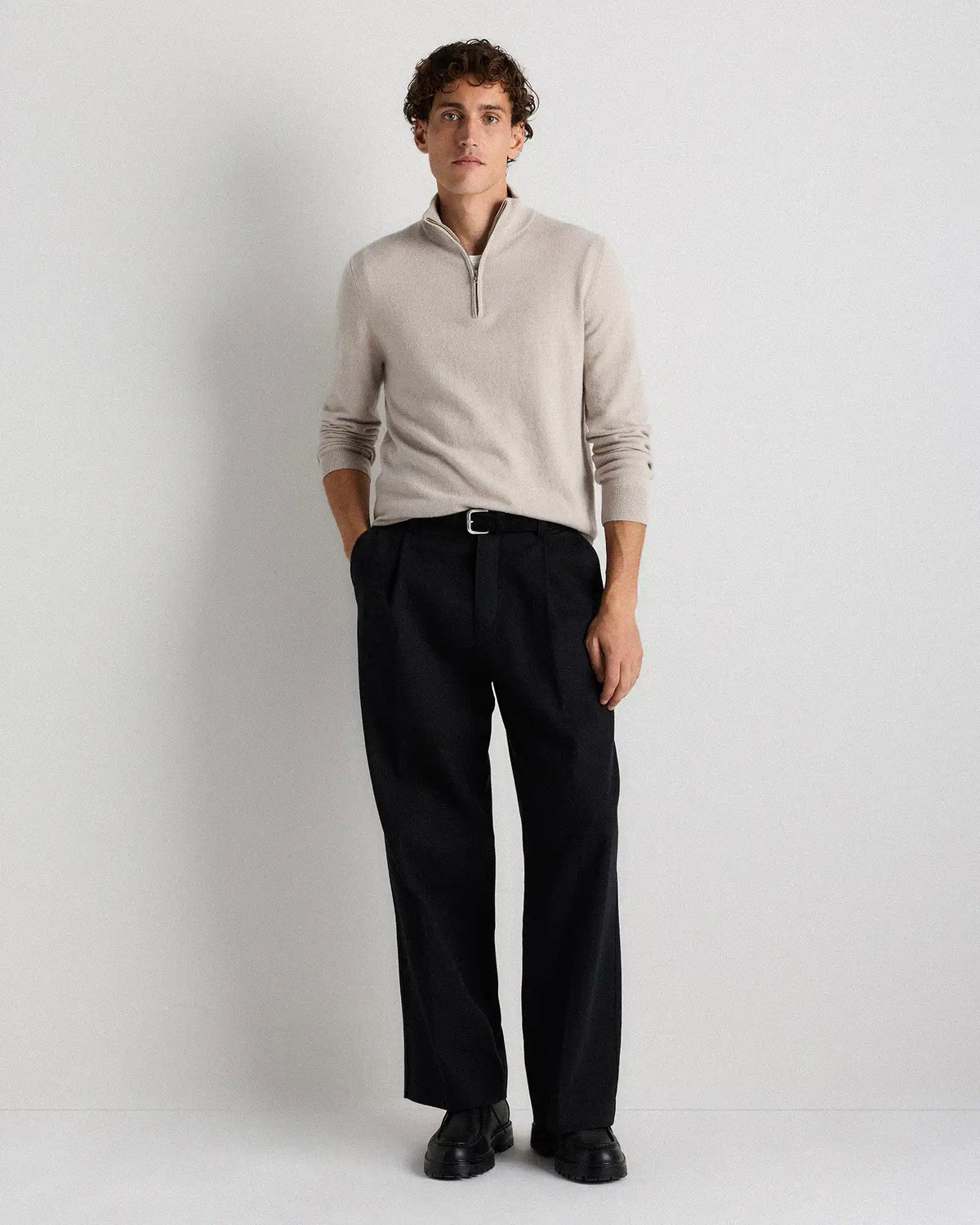 Mongolian Cashmere Quarter Zip Sweater